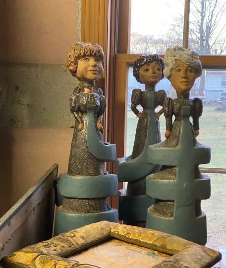 vintage ceramic bottles womens head x3 24" h