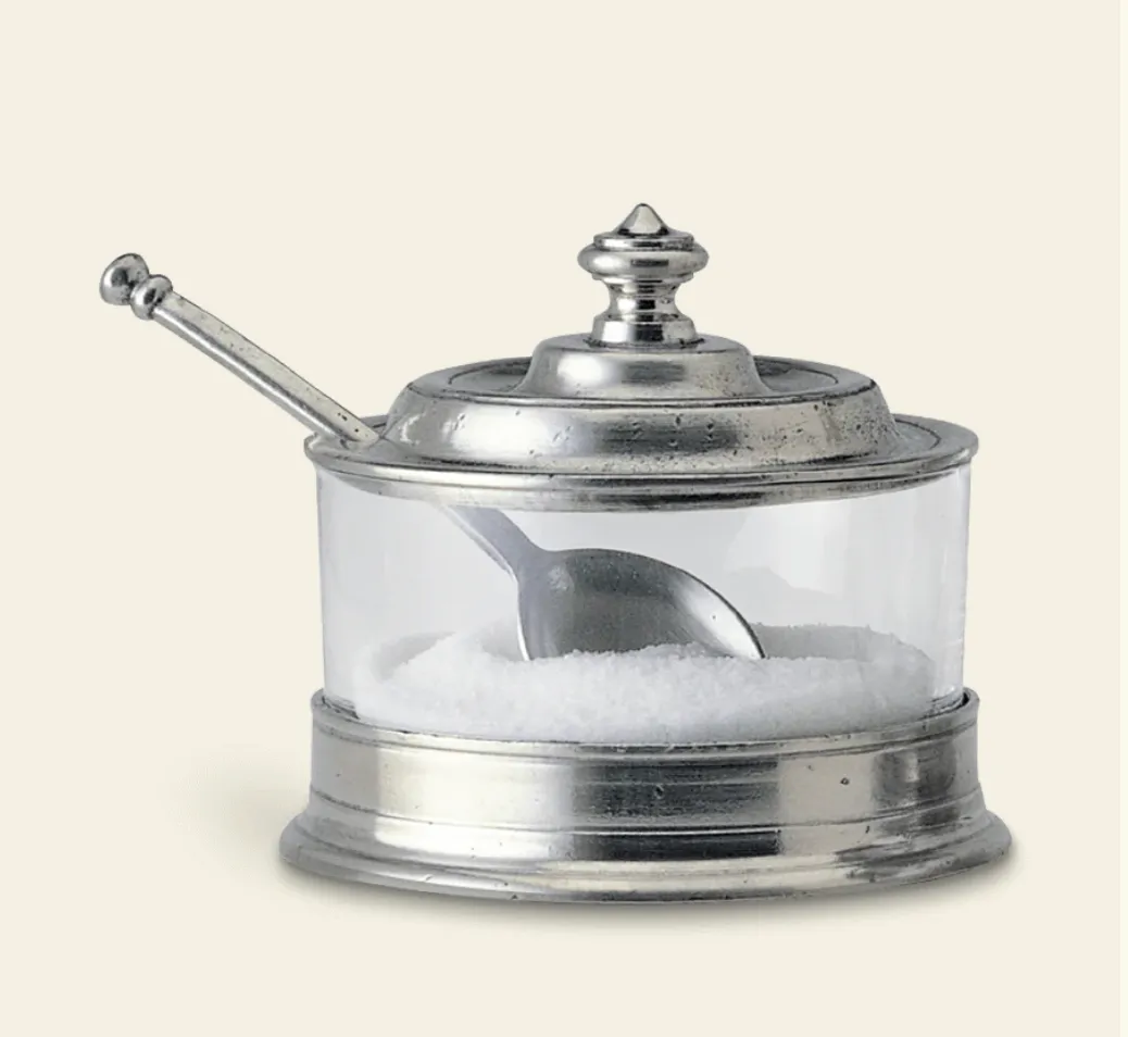 jampot match pewter and glass 4x3.5"