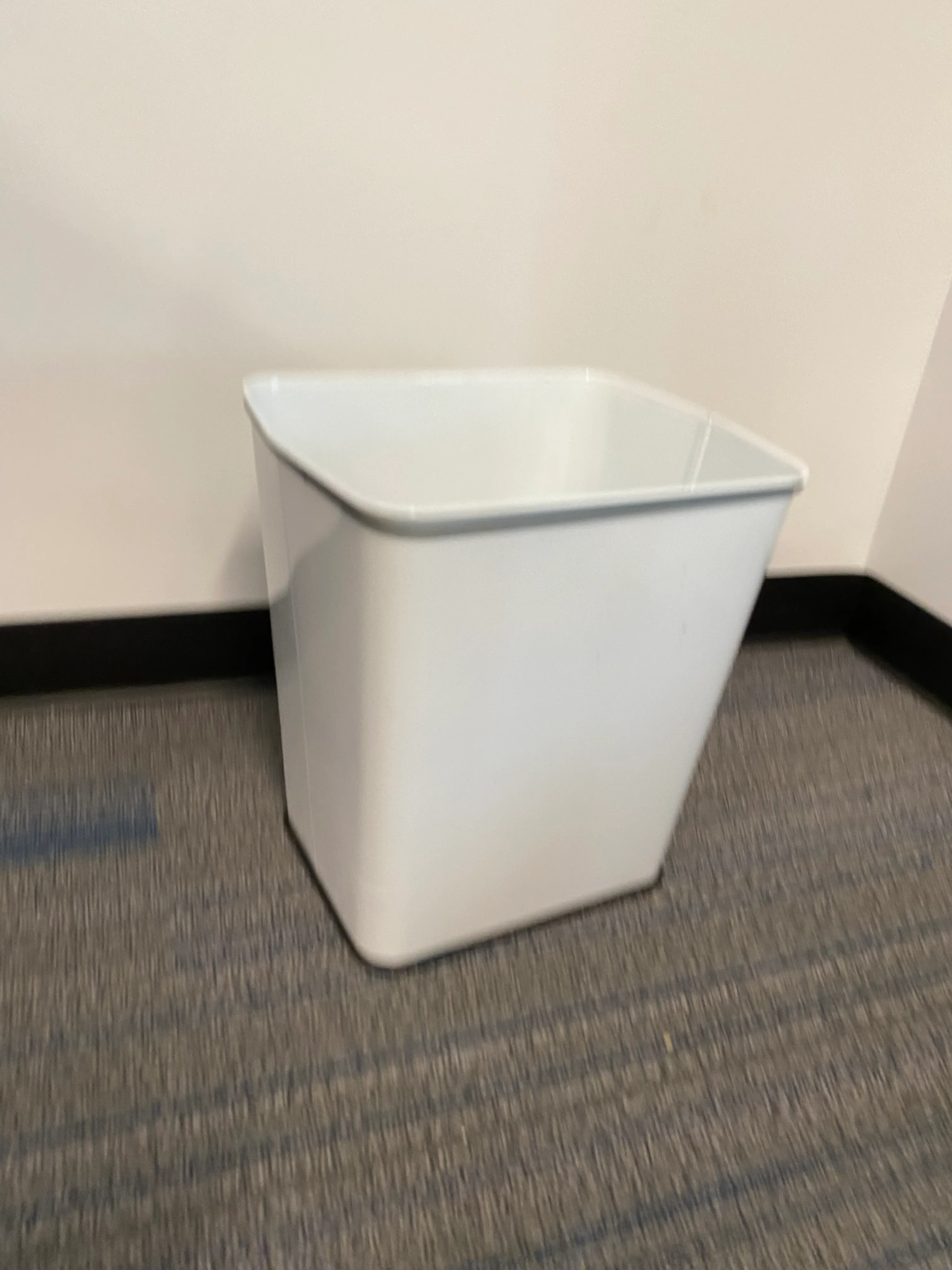 white waste basket metal trash cab metal square