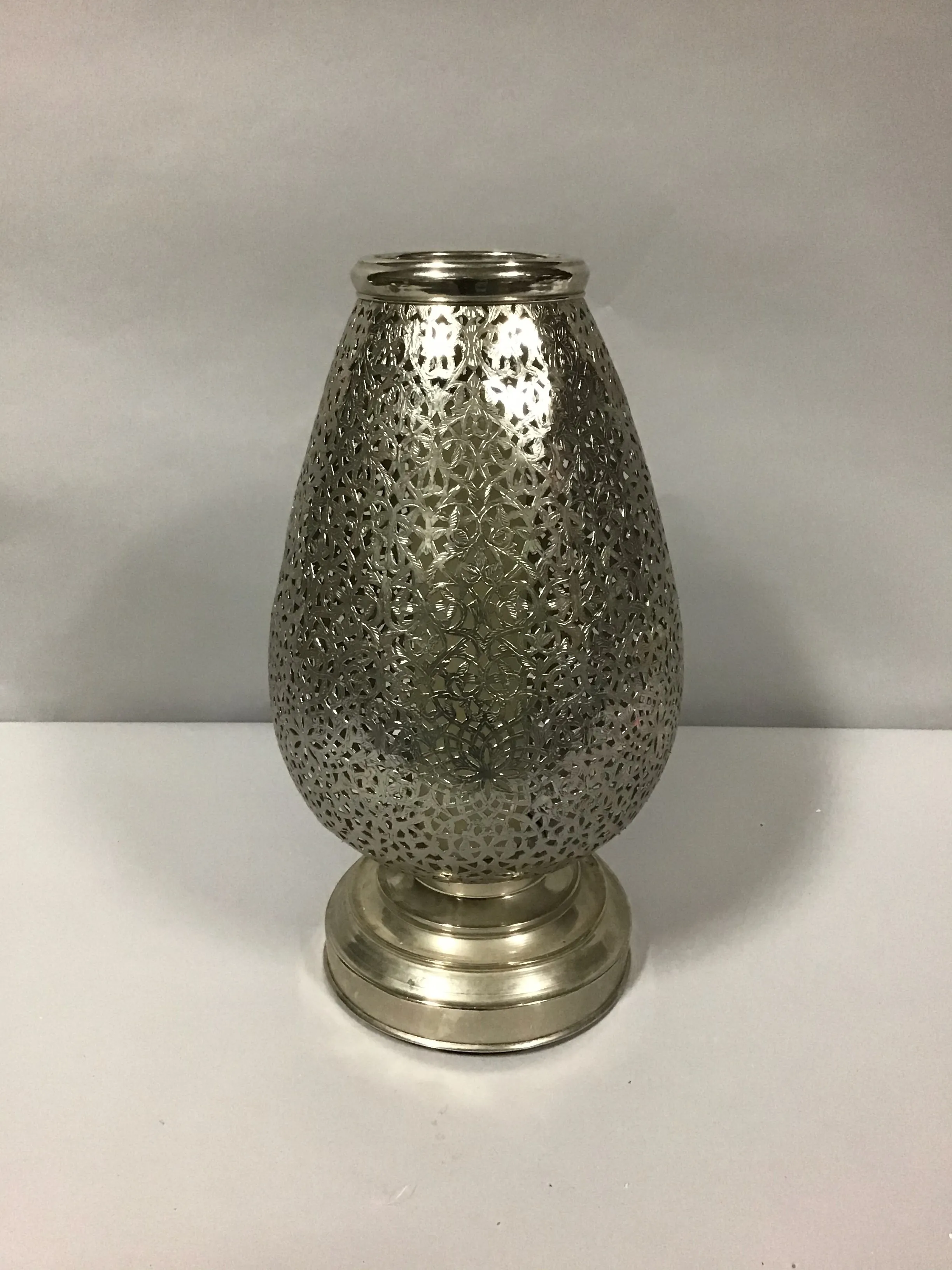handmade silver decorative lamp orb morrocan  18"h