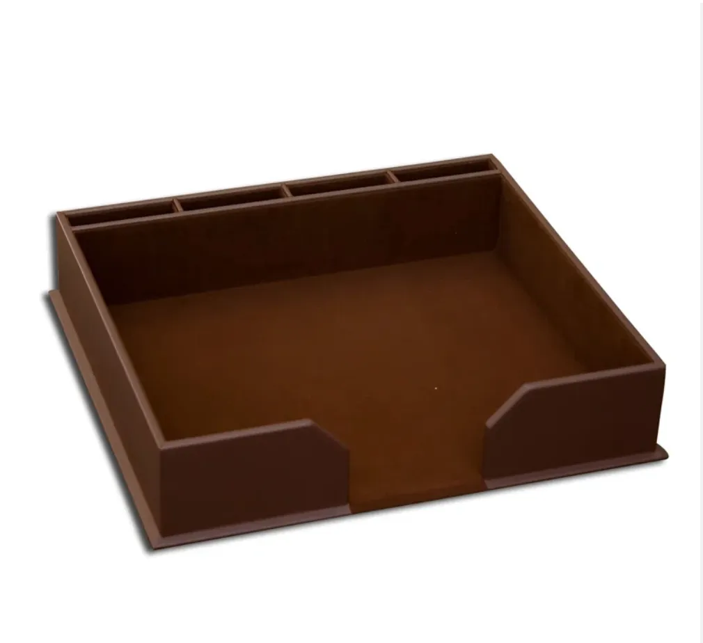 leather burgundy/brown  conference room pad holderwith coaster slots in box