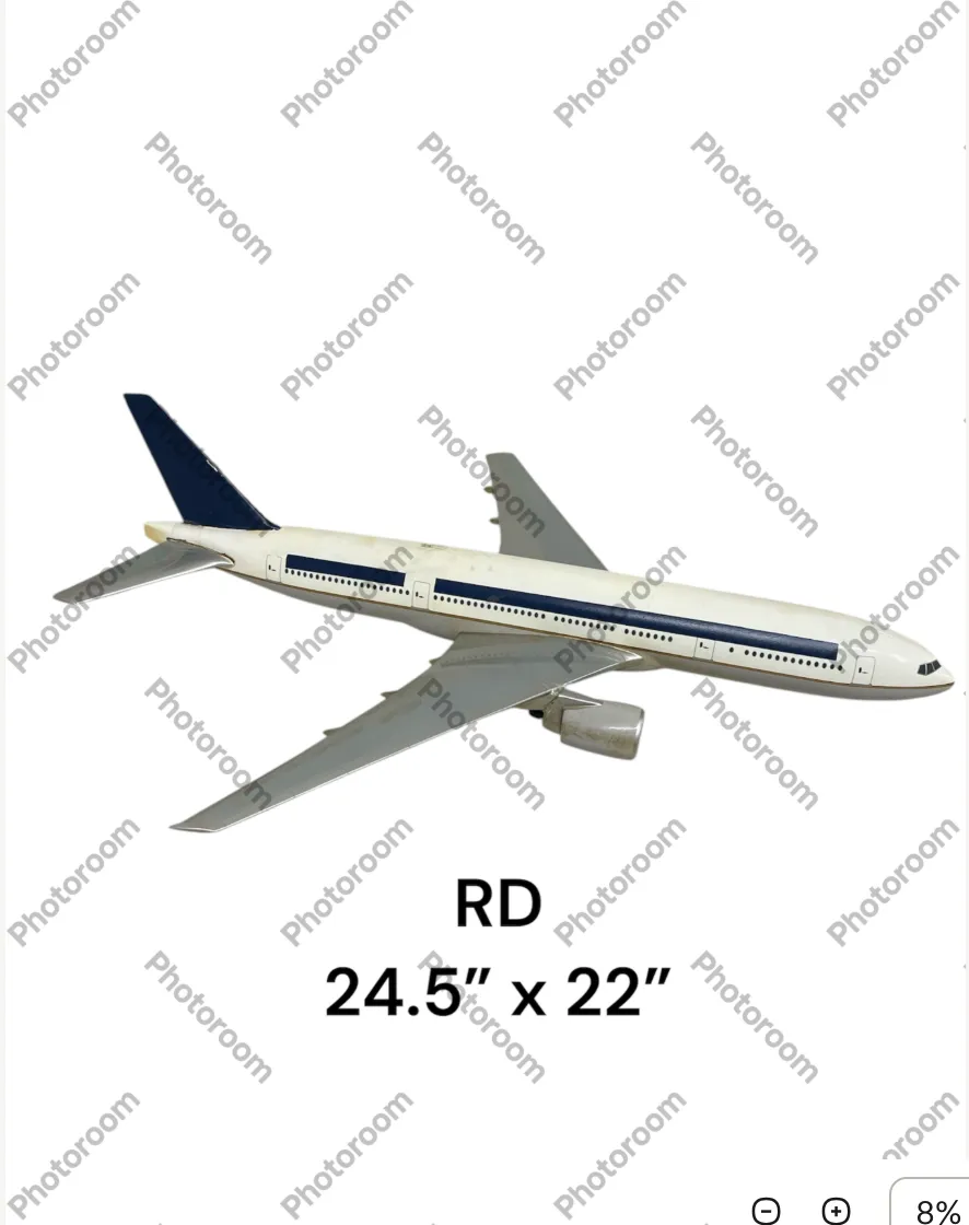 plane model white blue stripe 24.5 x 22"