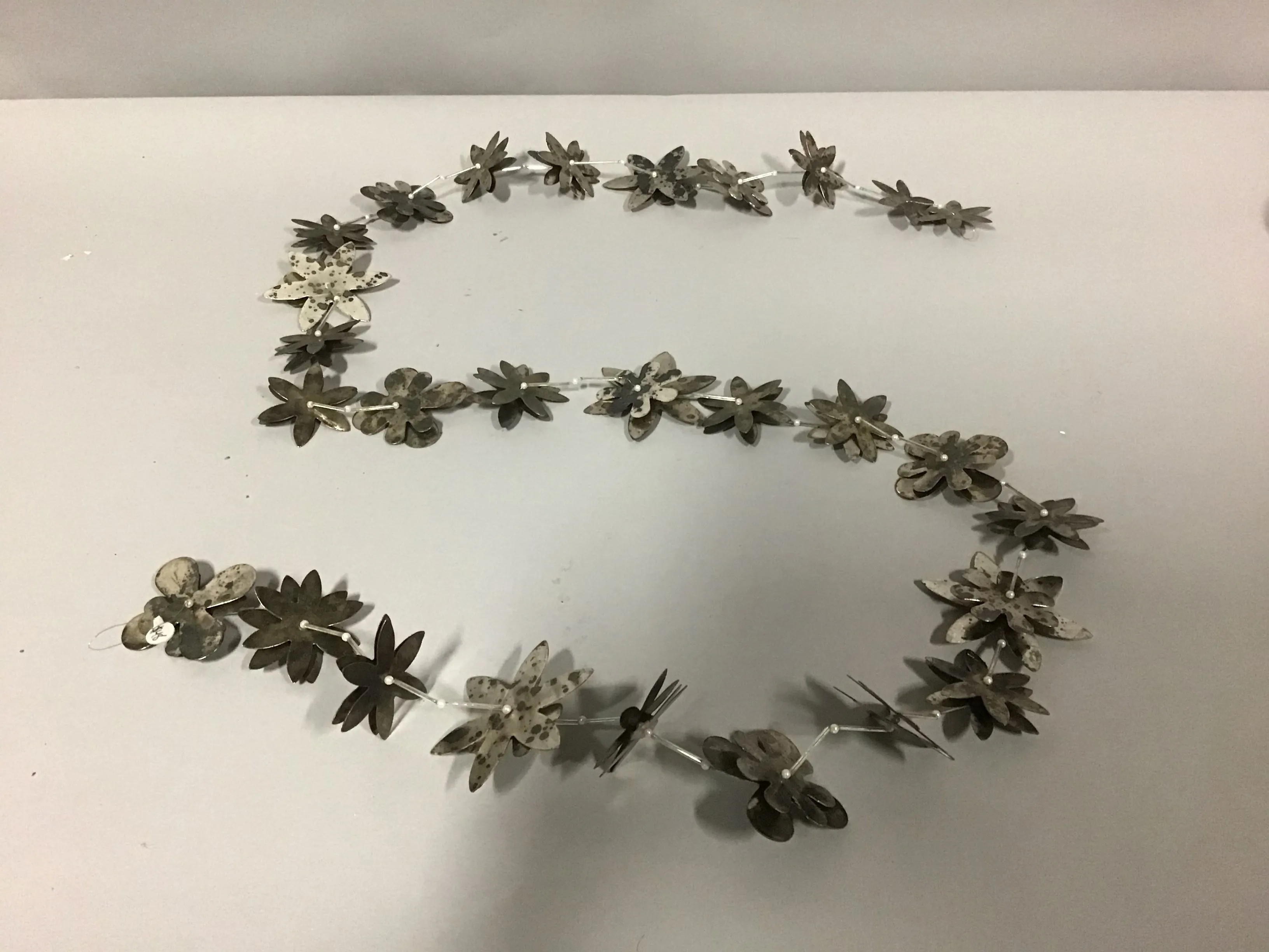  strand vintage tin garland flower 6"