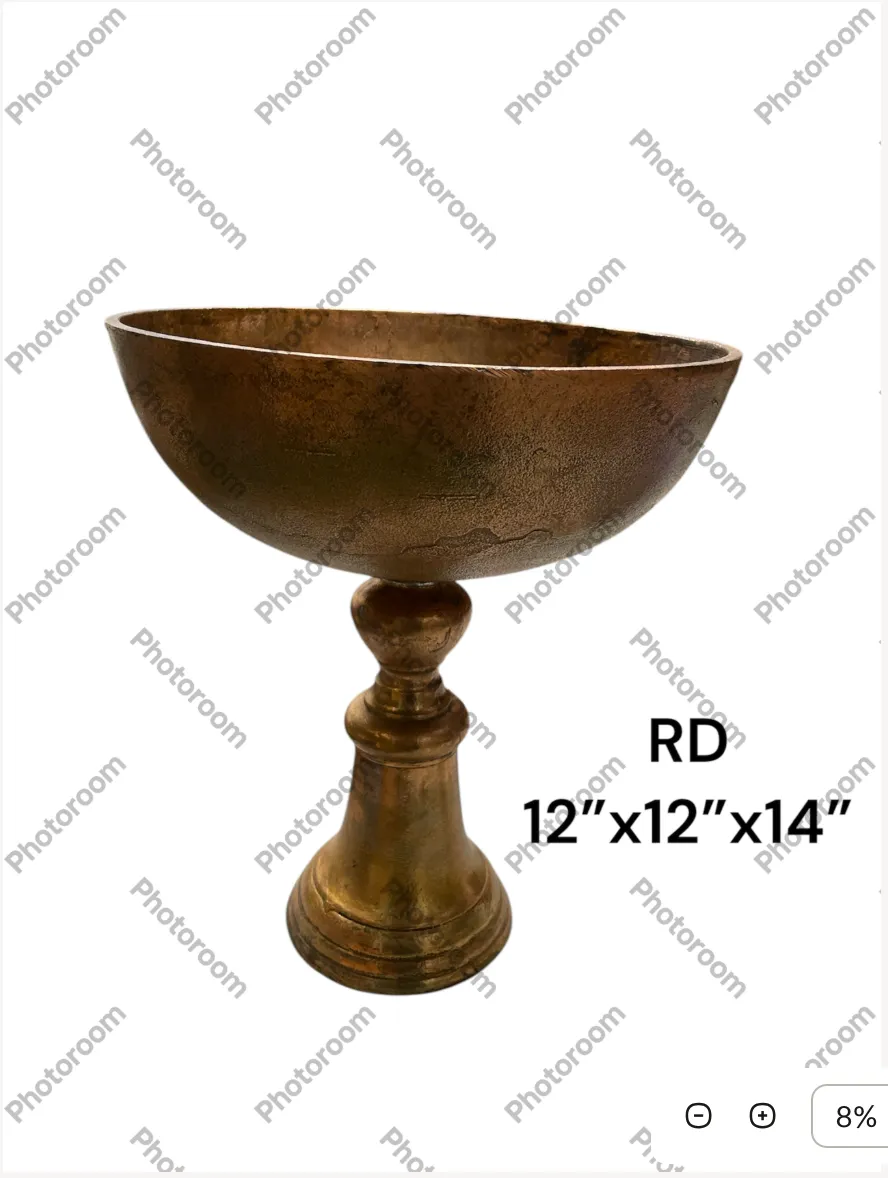 vintage pedestal base copper bowl 12 x12 x14H