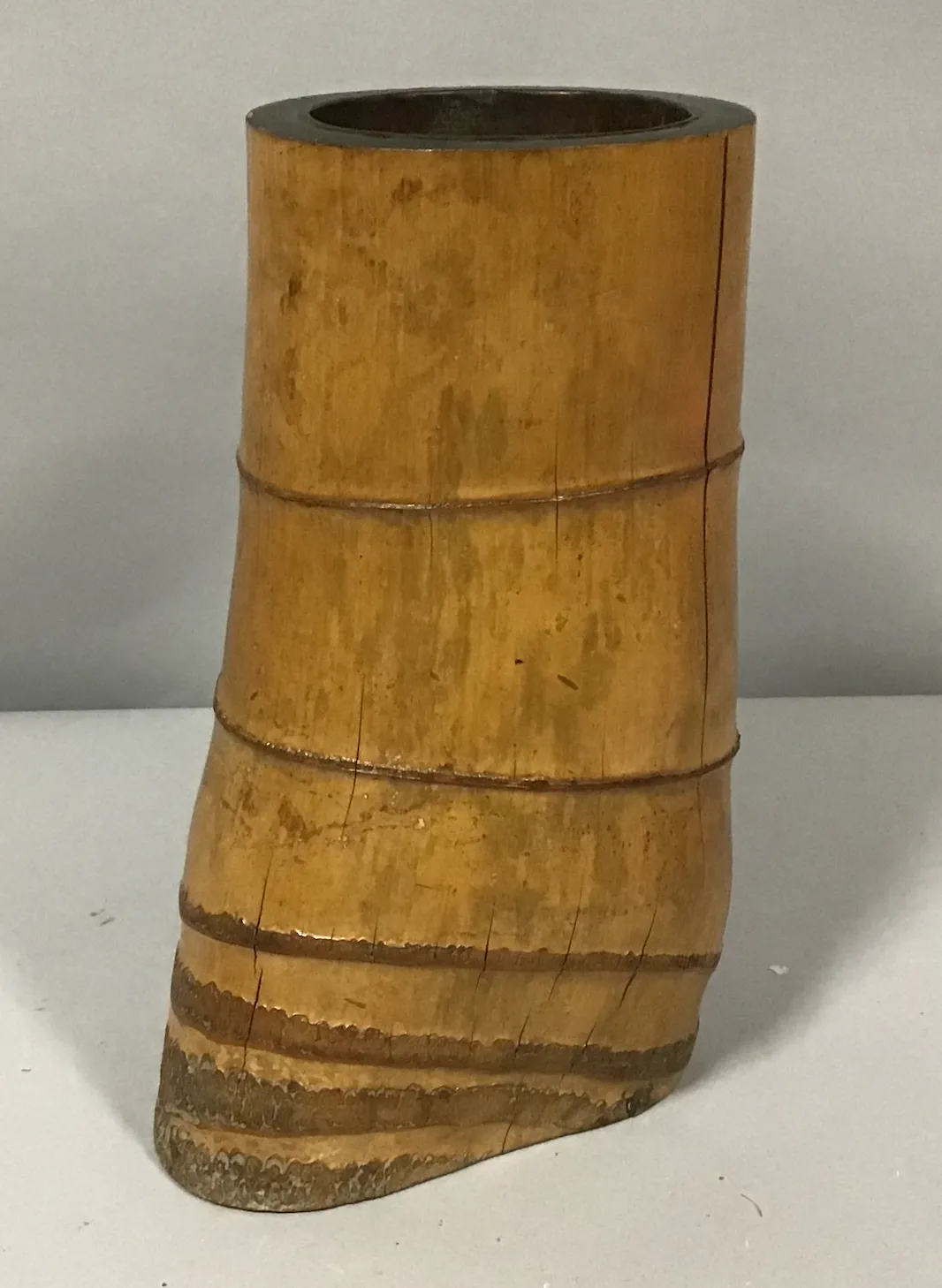 irregular bamboo vase 6.5x 6x 13" japanese