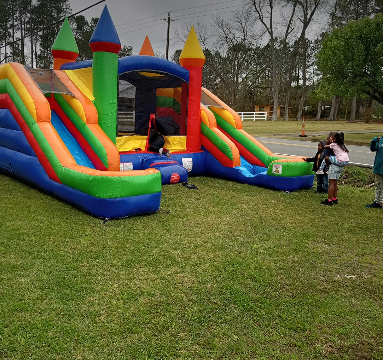 Colorful double side bounce house
