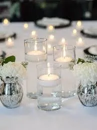  Set of Three Cylinder Vases with Candles Rental – Elegant Décor for Any Event