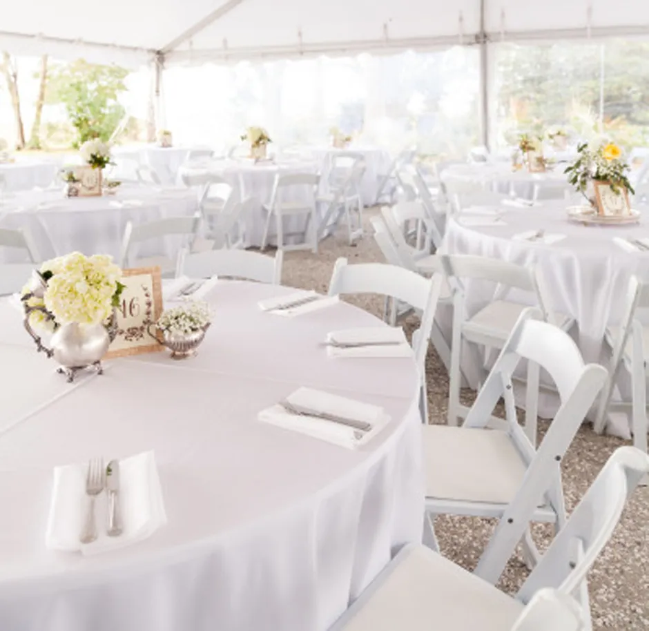Event Rentals for 100 Guests – Tables, Linens & Chairs Package