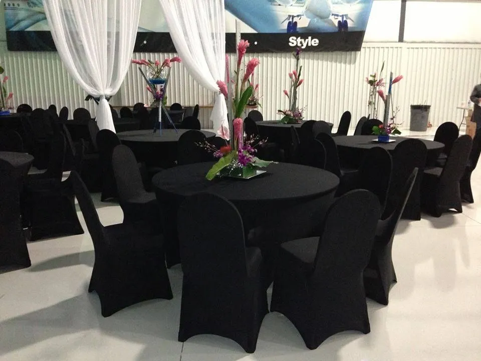 Black Spandex Chair Cover Rentals – Sleek & Affordable Elegance