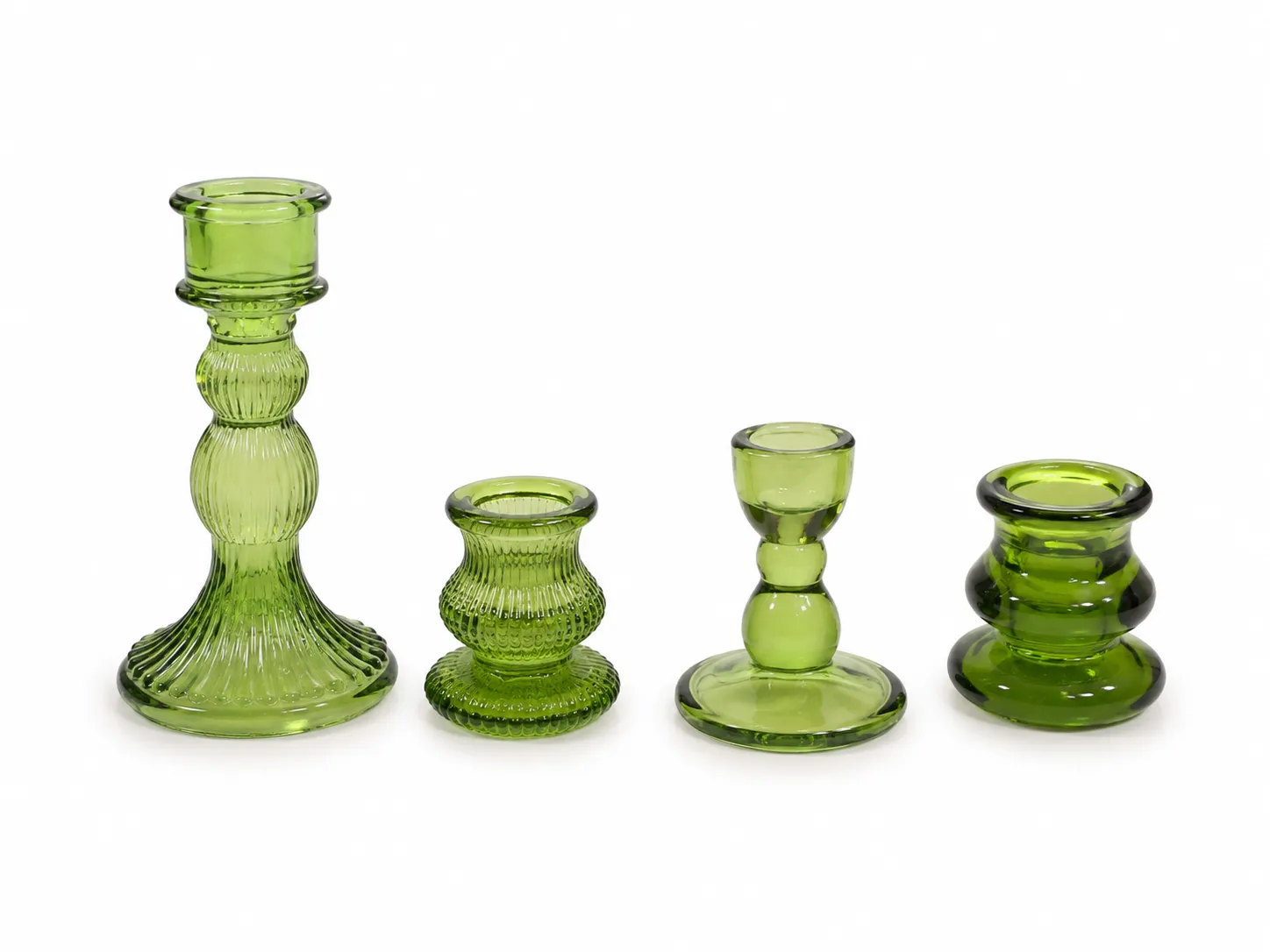 Green Glass Candle Holder