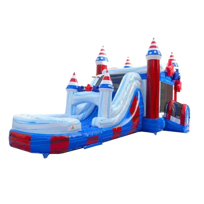 Mega Stars and Stripes Inflatable Water Slide Bounce House Combo