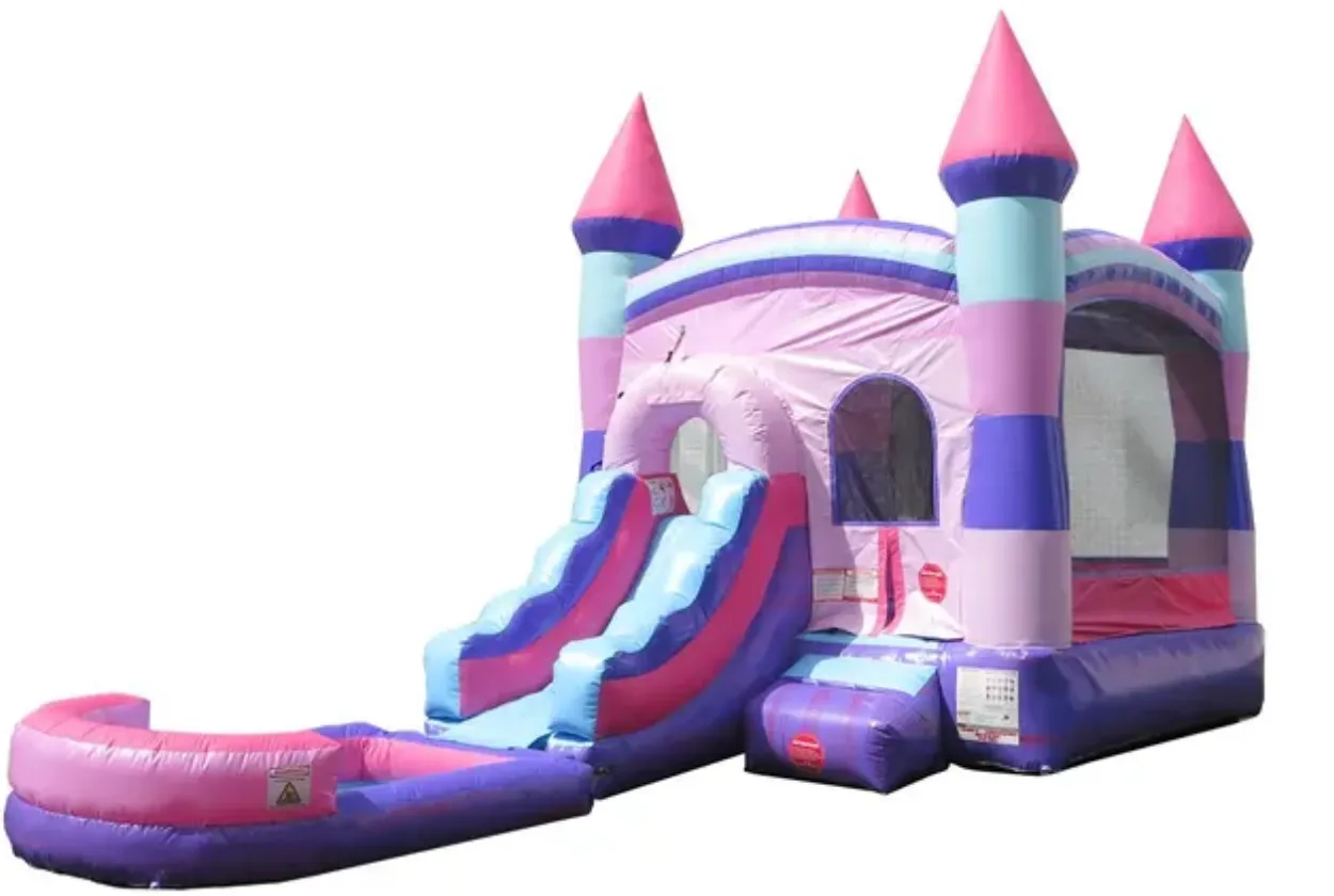 Rental Lite Deluxe Pink Inflatable Bounce House with Slide Combo with Blower and Pool