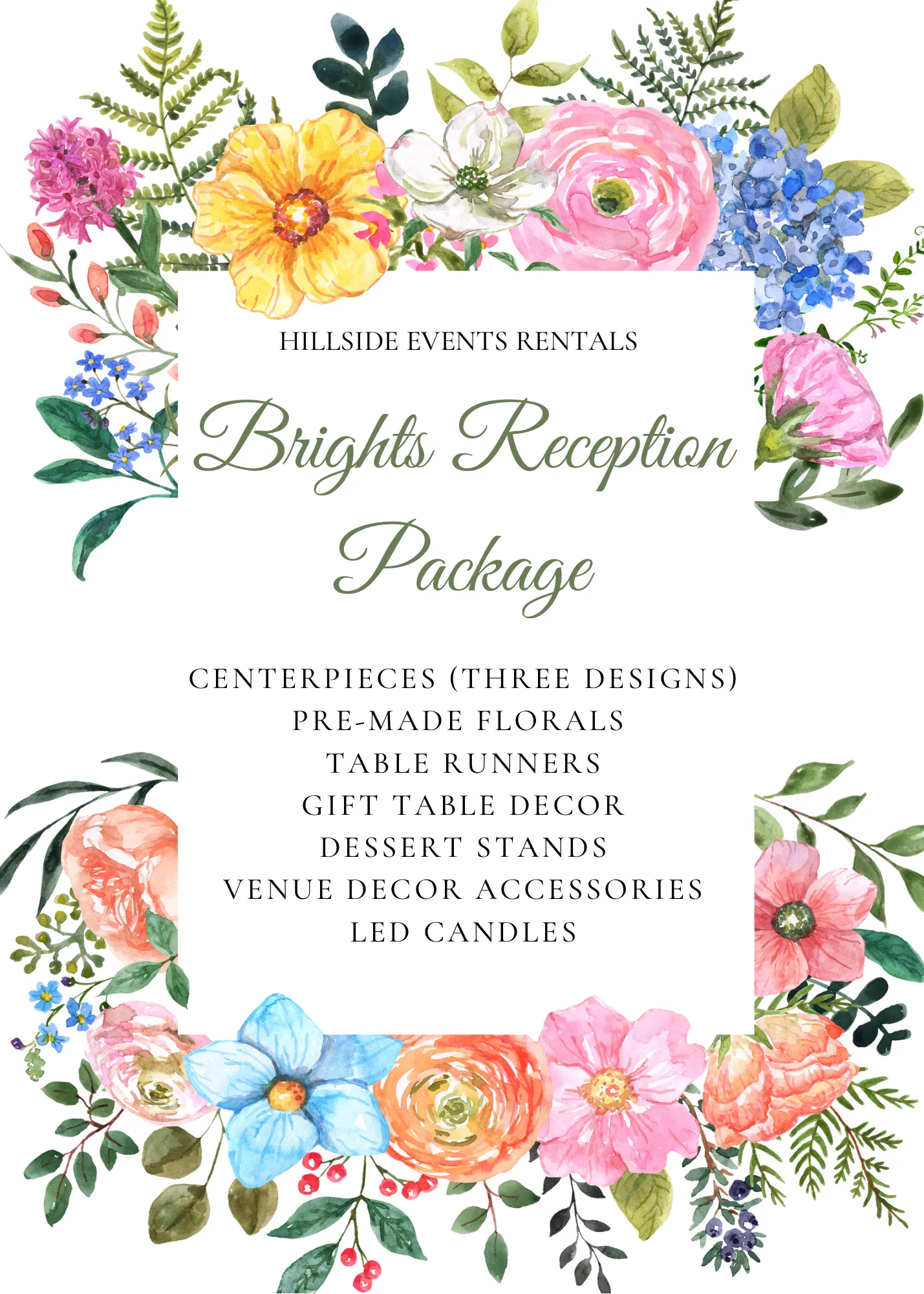 Brights Reception Package (25 tables)