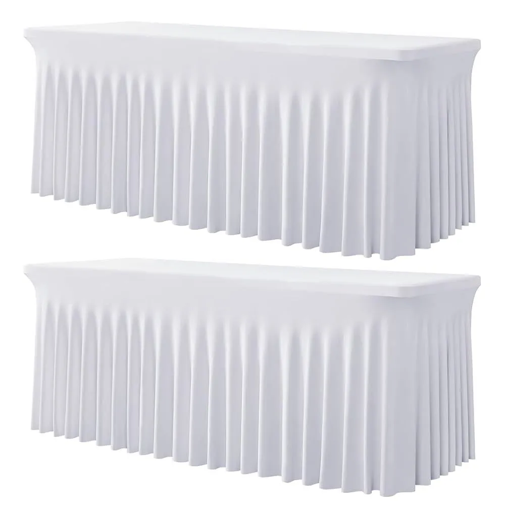 White spandex tablecloth banquet 8ft HILLSIDE EVENTS ONLY