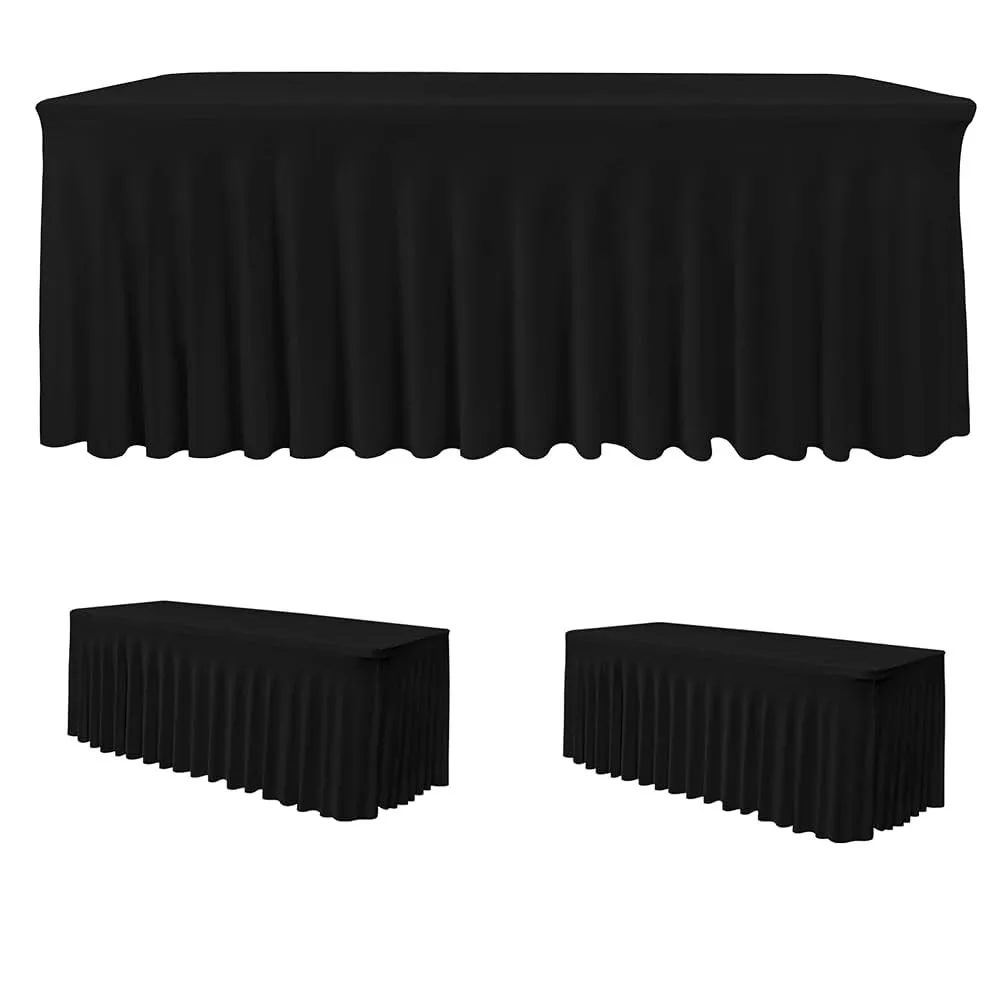 Black spandex tablecloth banquet 8 ft HILLSIDE EVENTS ONLY