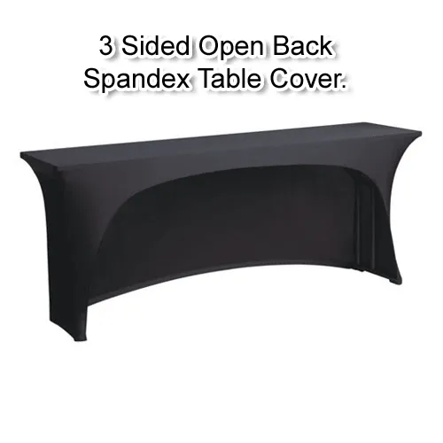 Black spandex tablecloth 3 sided HILLSIDE EVENTS ONLY