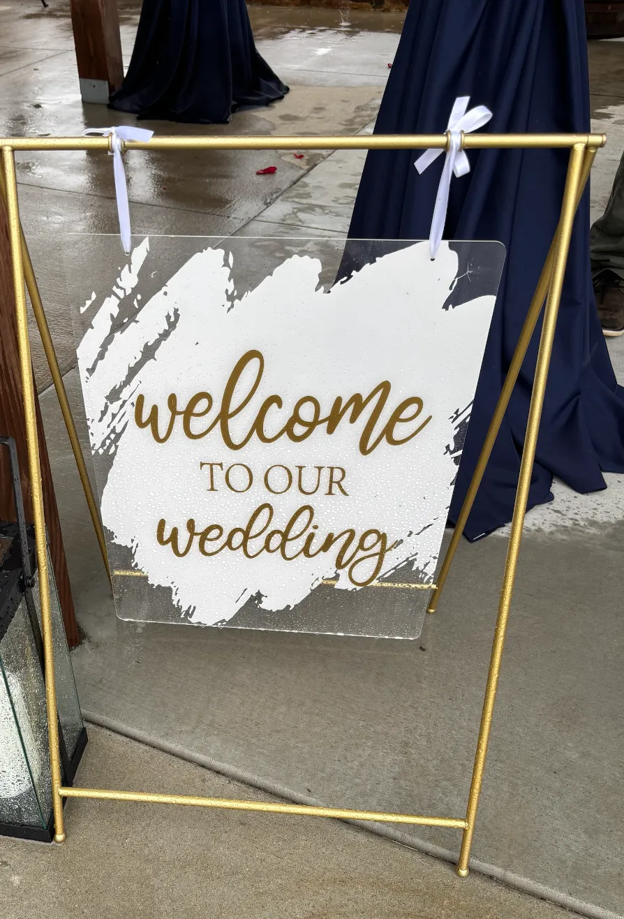 Gold 'Welcome to our Wedding' Sign