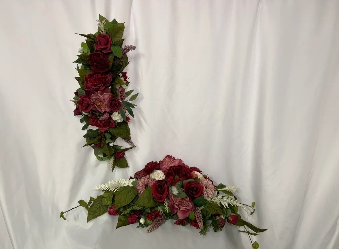 Burgundy 2pc Floral Sign Swag Large 