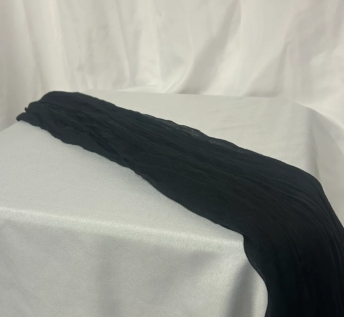 Black 10ft Cheesecloth Table Runner