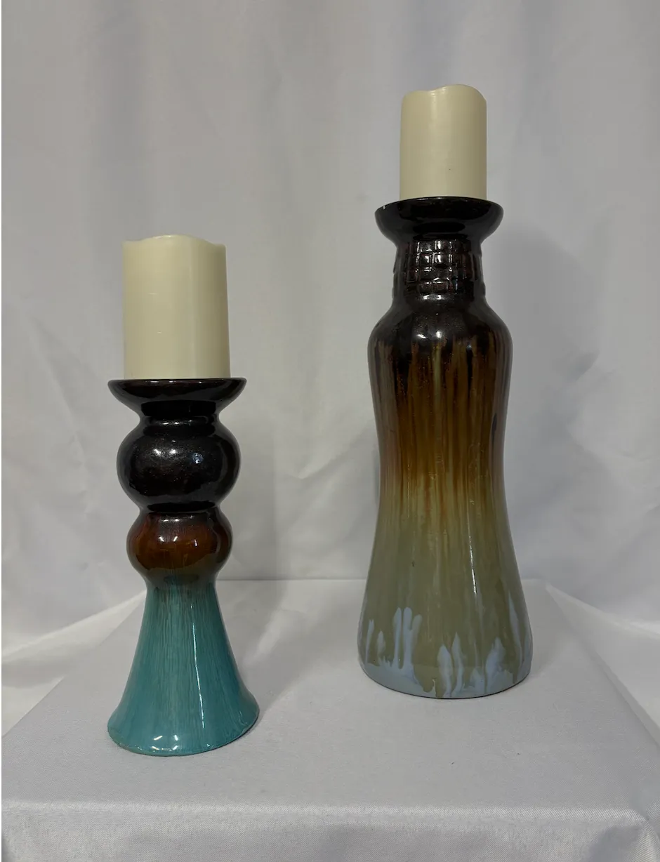 Turquoise Ceramic Pillar (Set of 2)