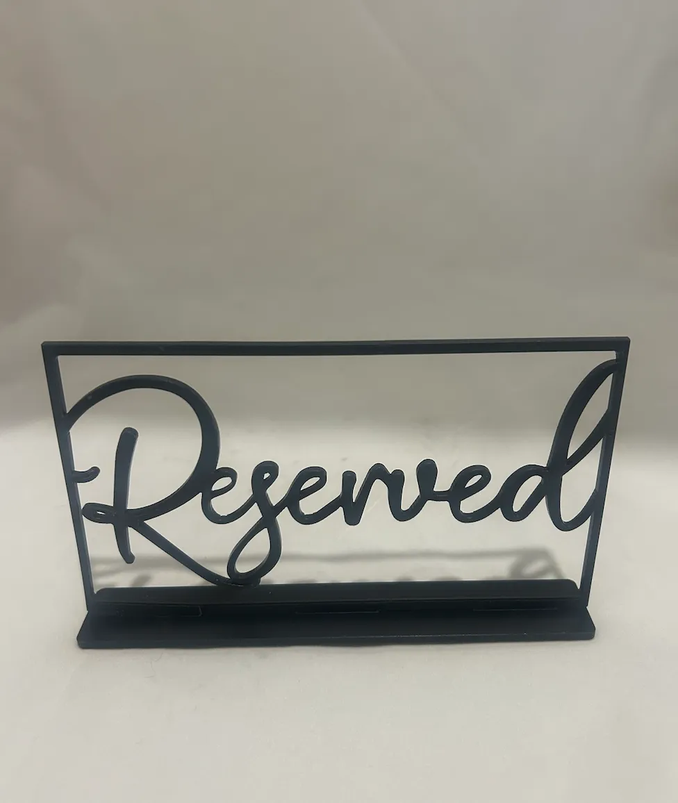 Black Reserved Sign (Set of 6)