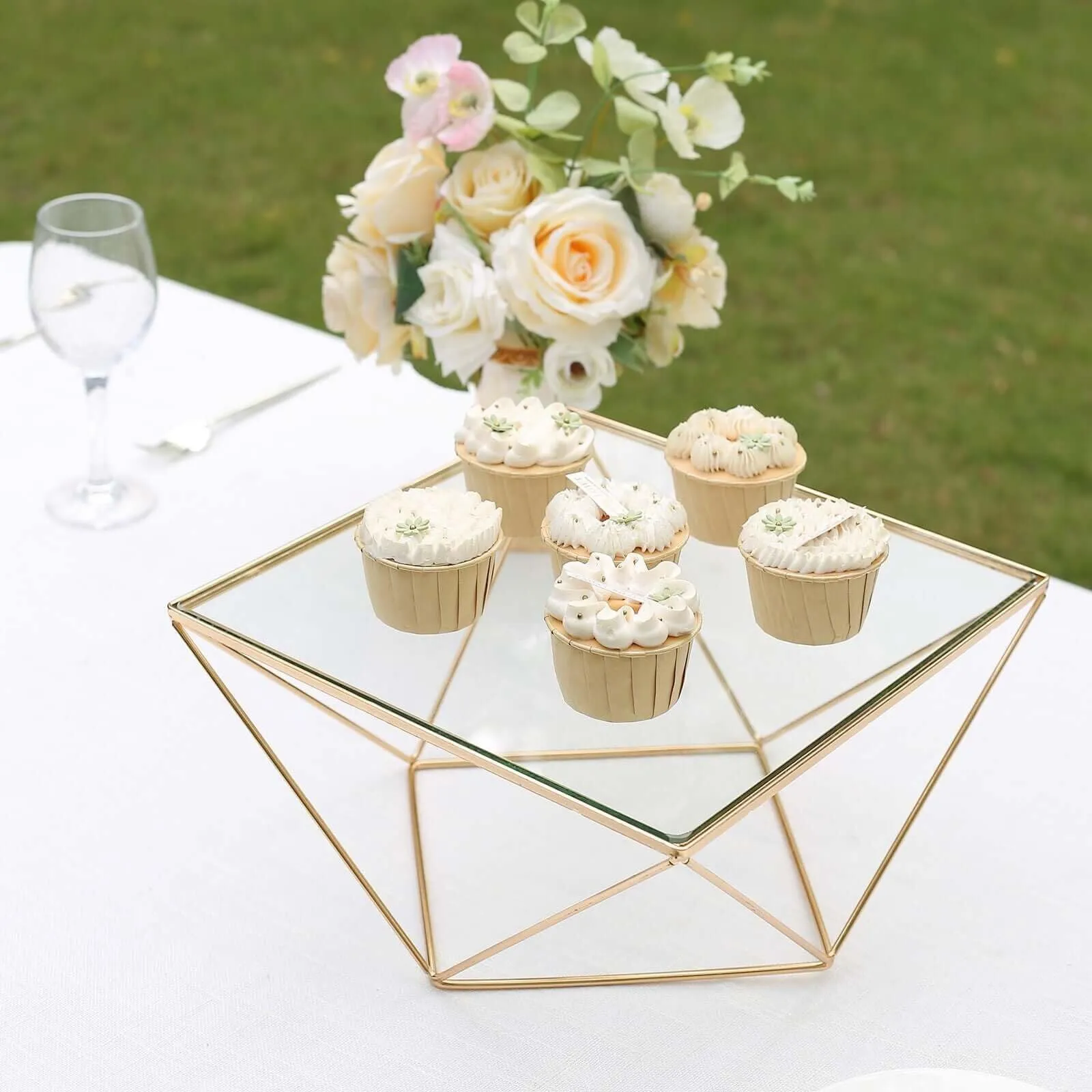 Gold Geometric Cake Stand Large