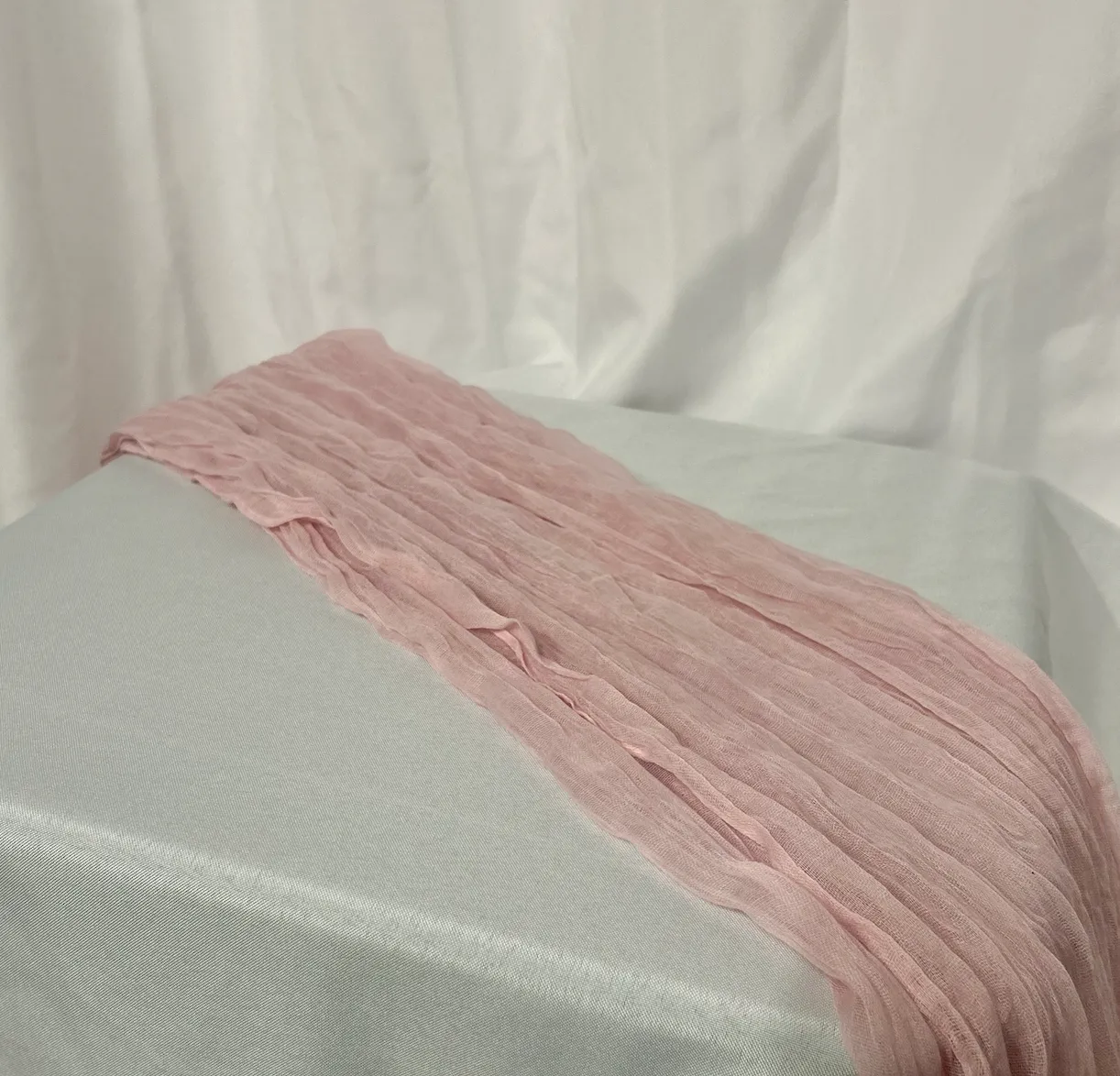 Blush 10 ft Cheesecloth Table Runner