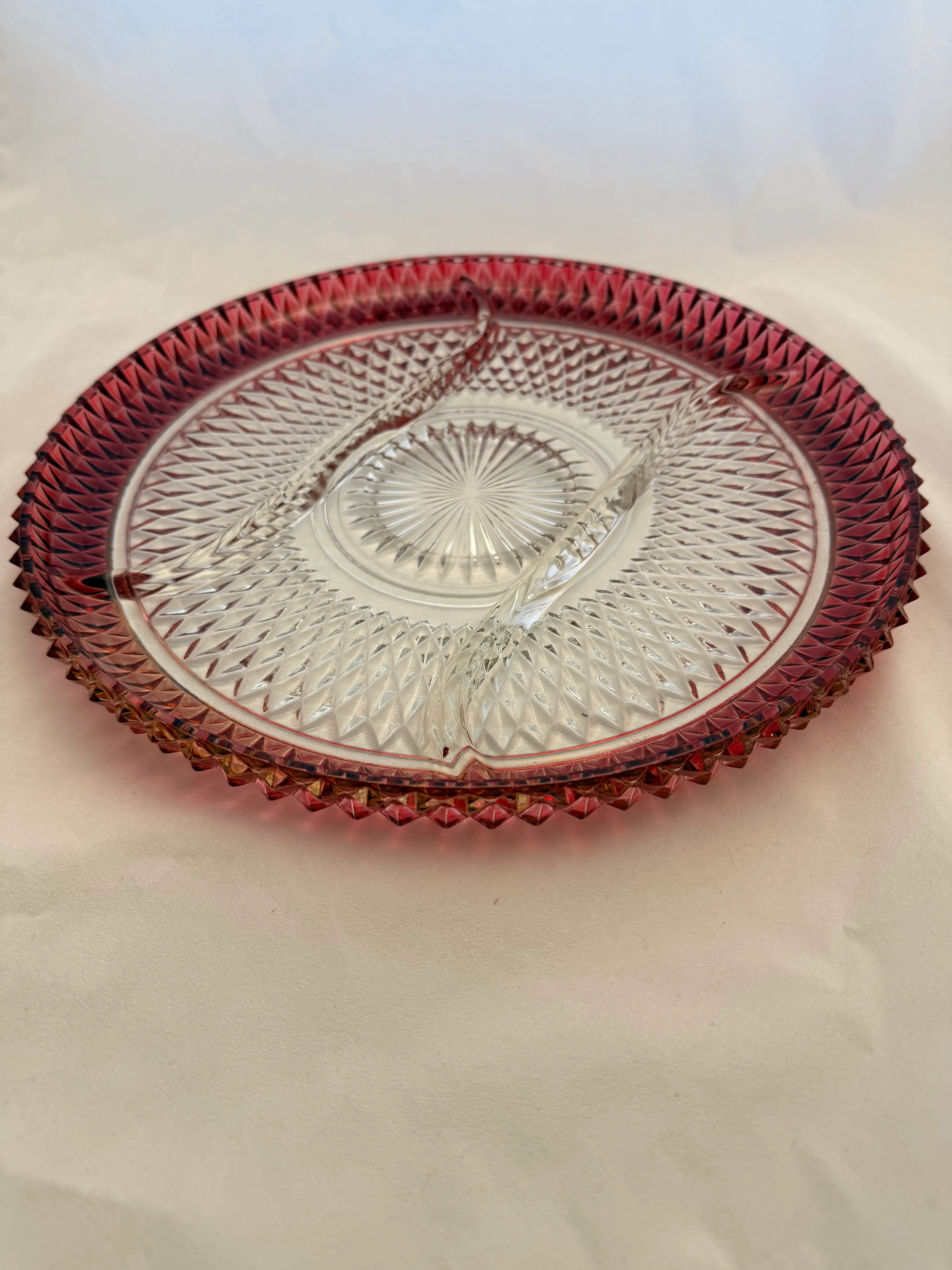 Vintage Clear & Pink Tray