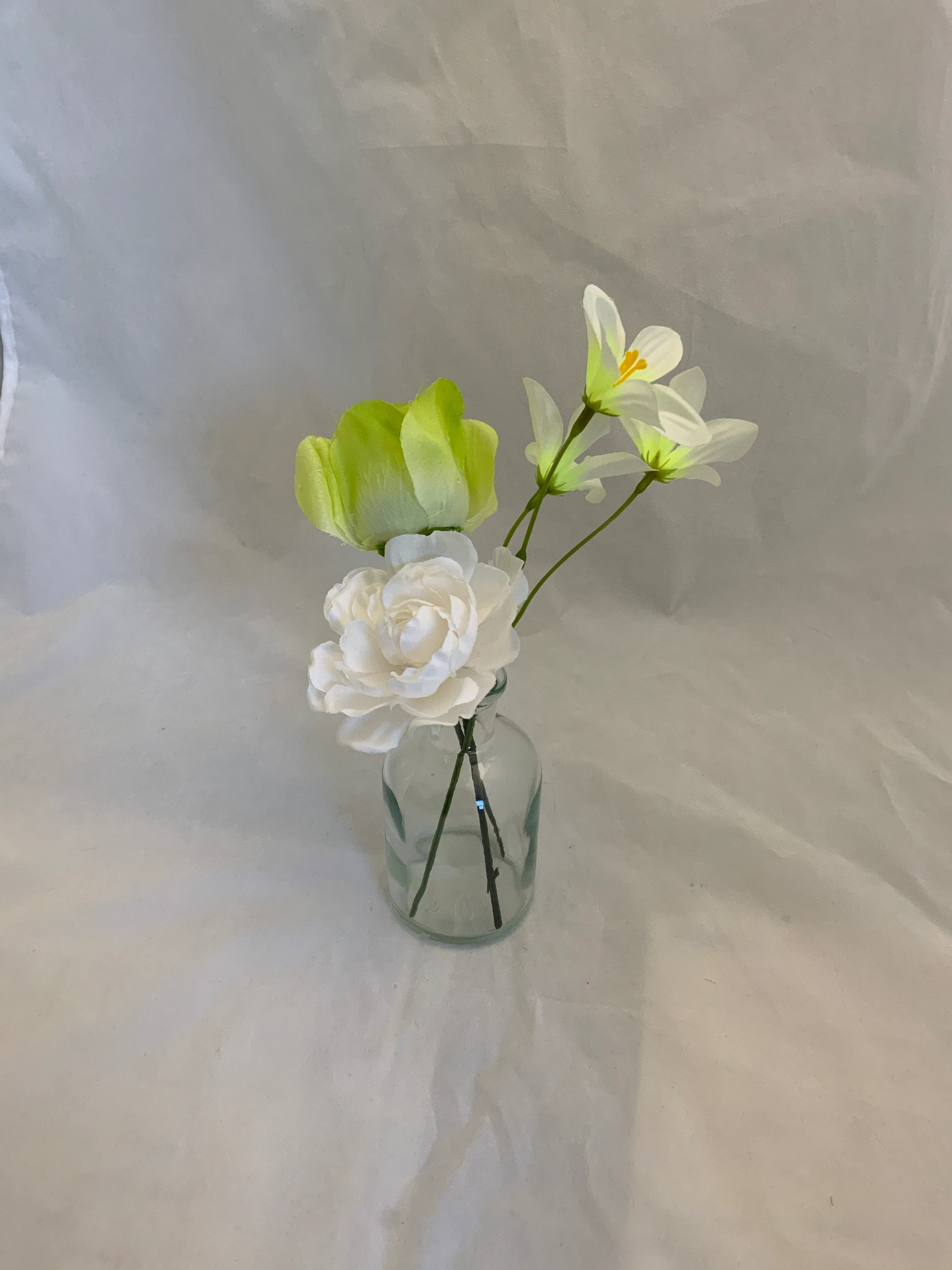 White and Chartreuse Small Premade Floral Vase 4