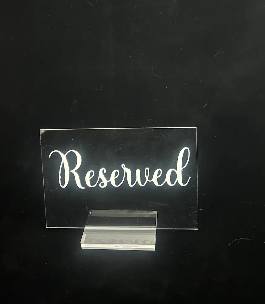 Clear Acrylic Reserved Sign (Set of 10)