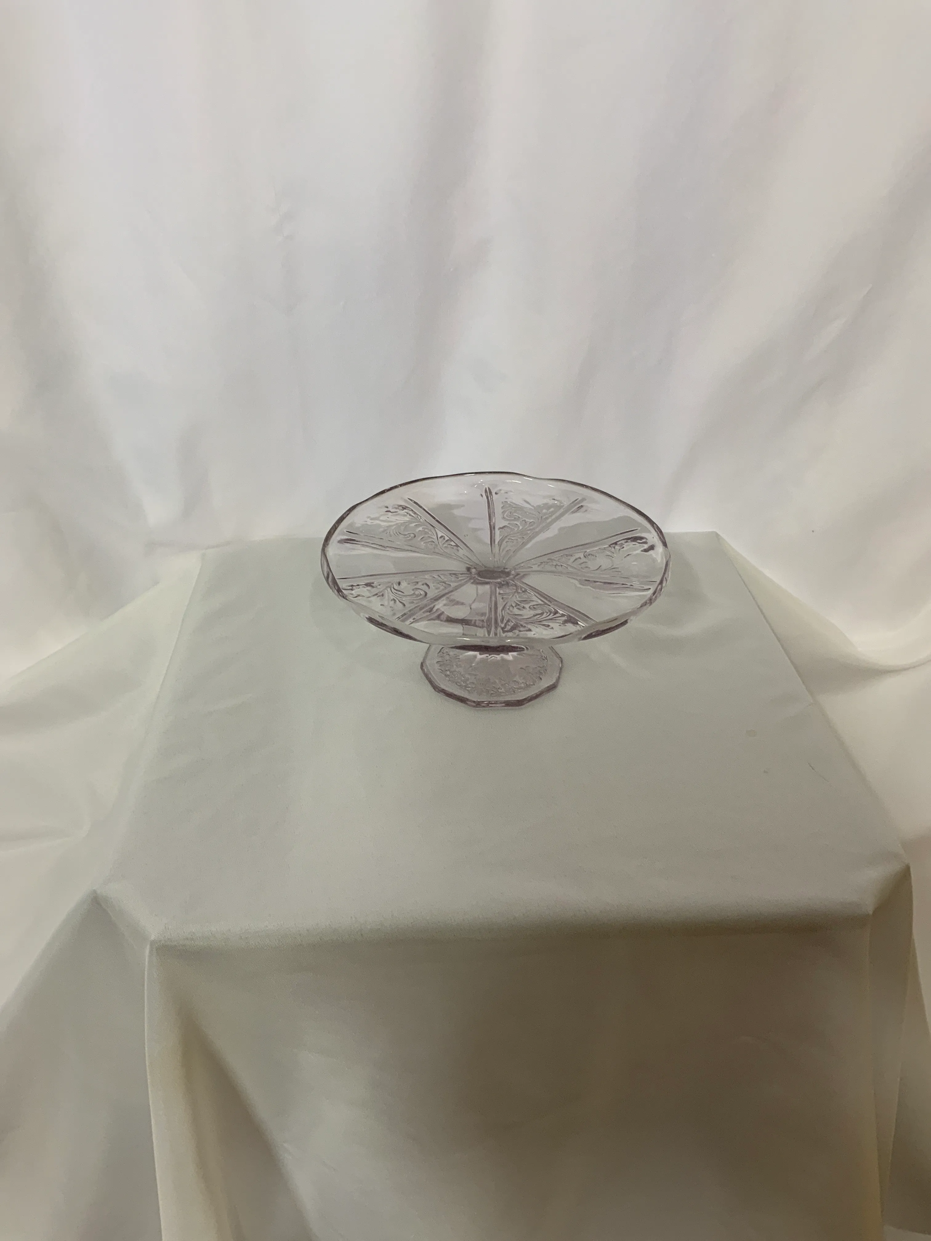 Pink Depression Glass Cake Stand