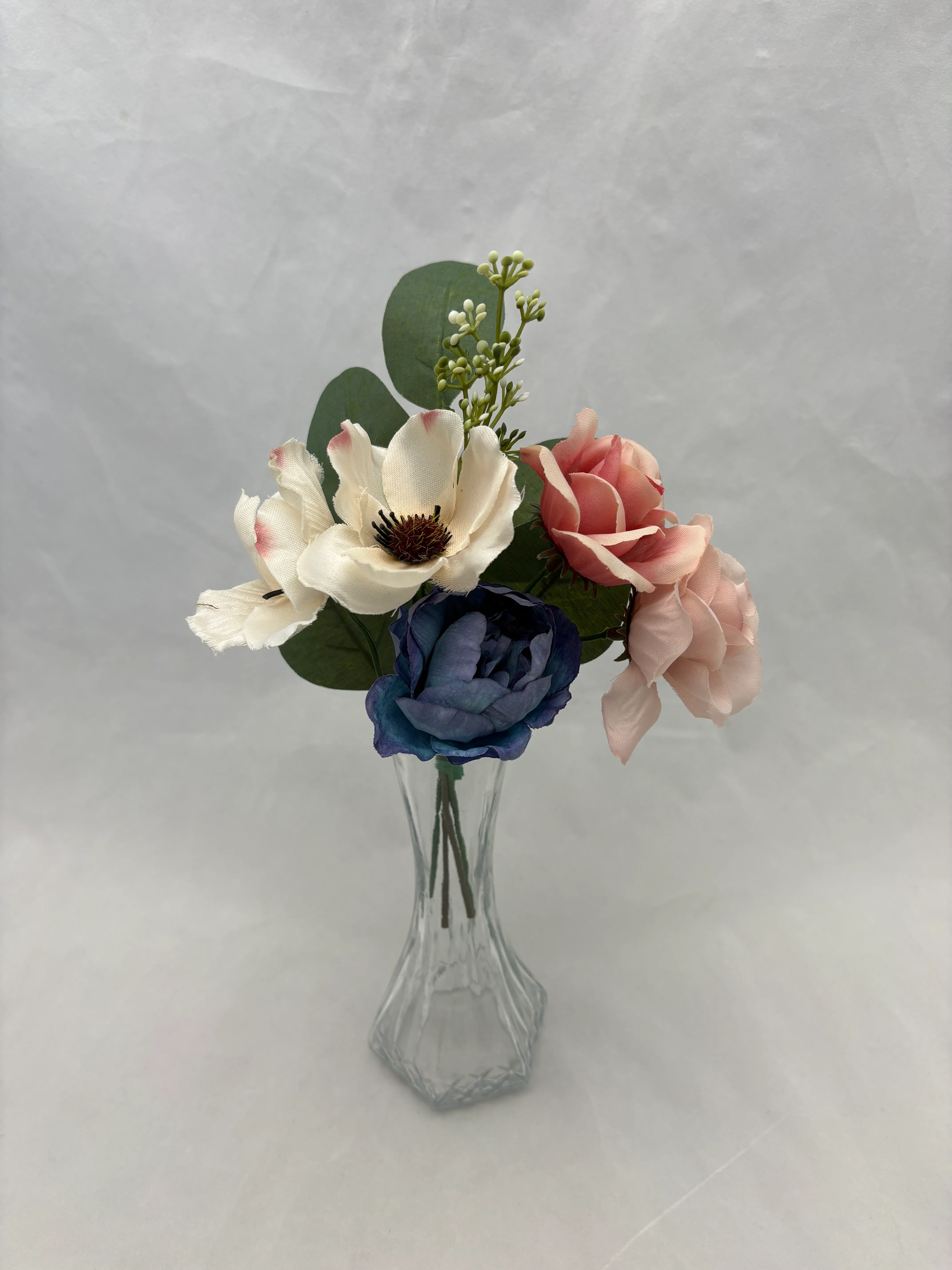 Mauve & Blue Premade Floral Small Vase 1