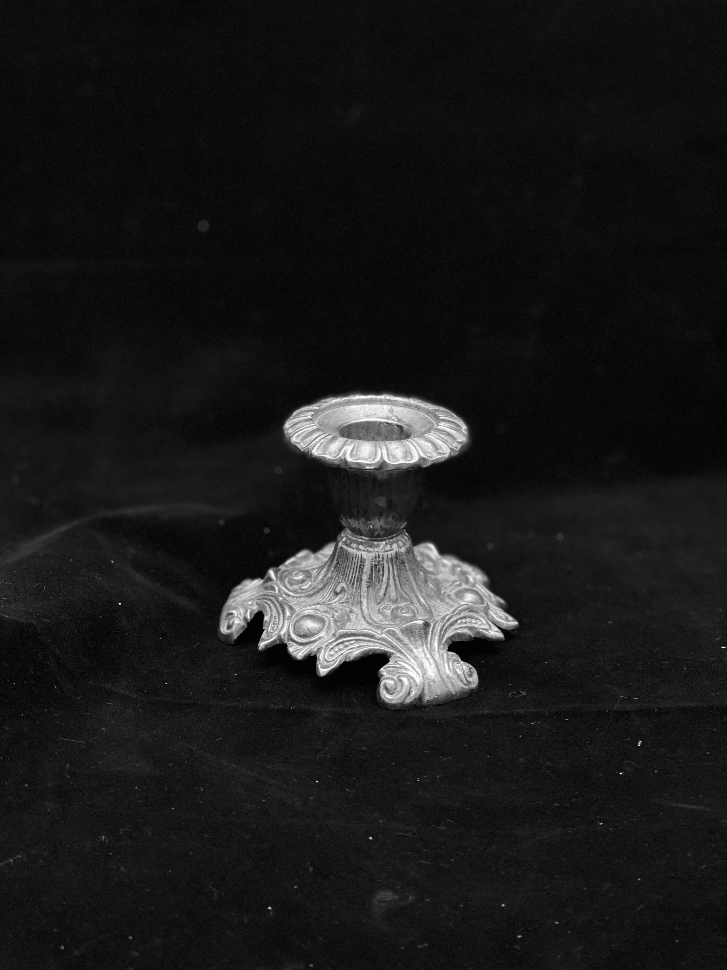 Silver Ornate Antique Taper 