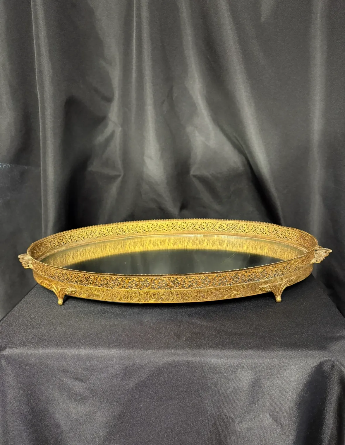 Gold Oval Mirror Tray 2 