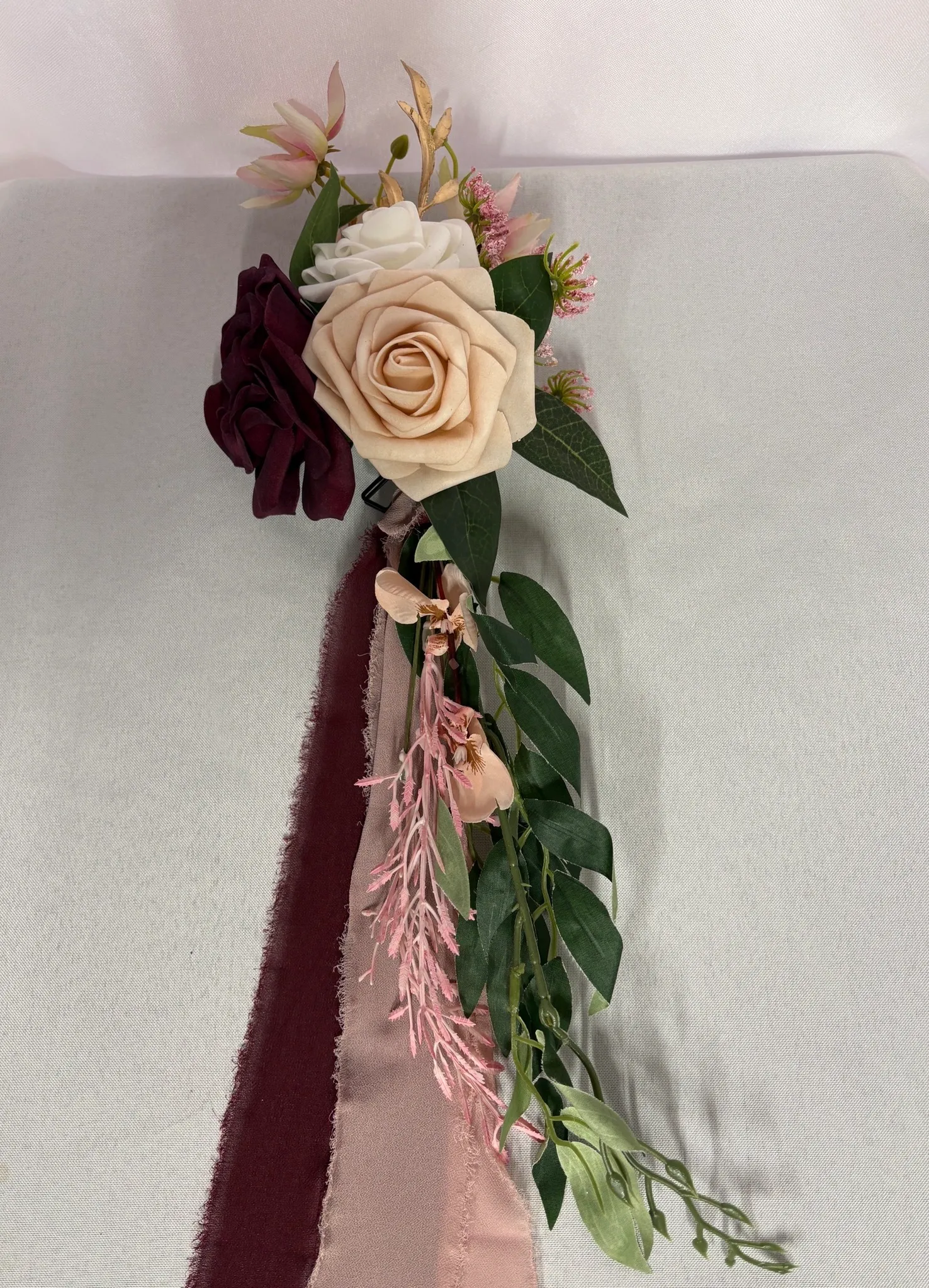 Burgundy Premade Floral Chair Sash