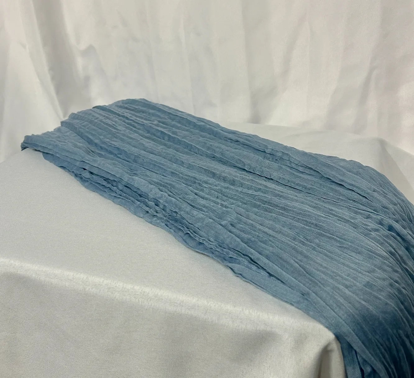 Dusty Blue 13 ft Cheesecloth Table Runner