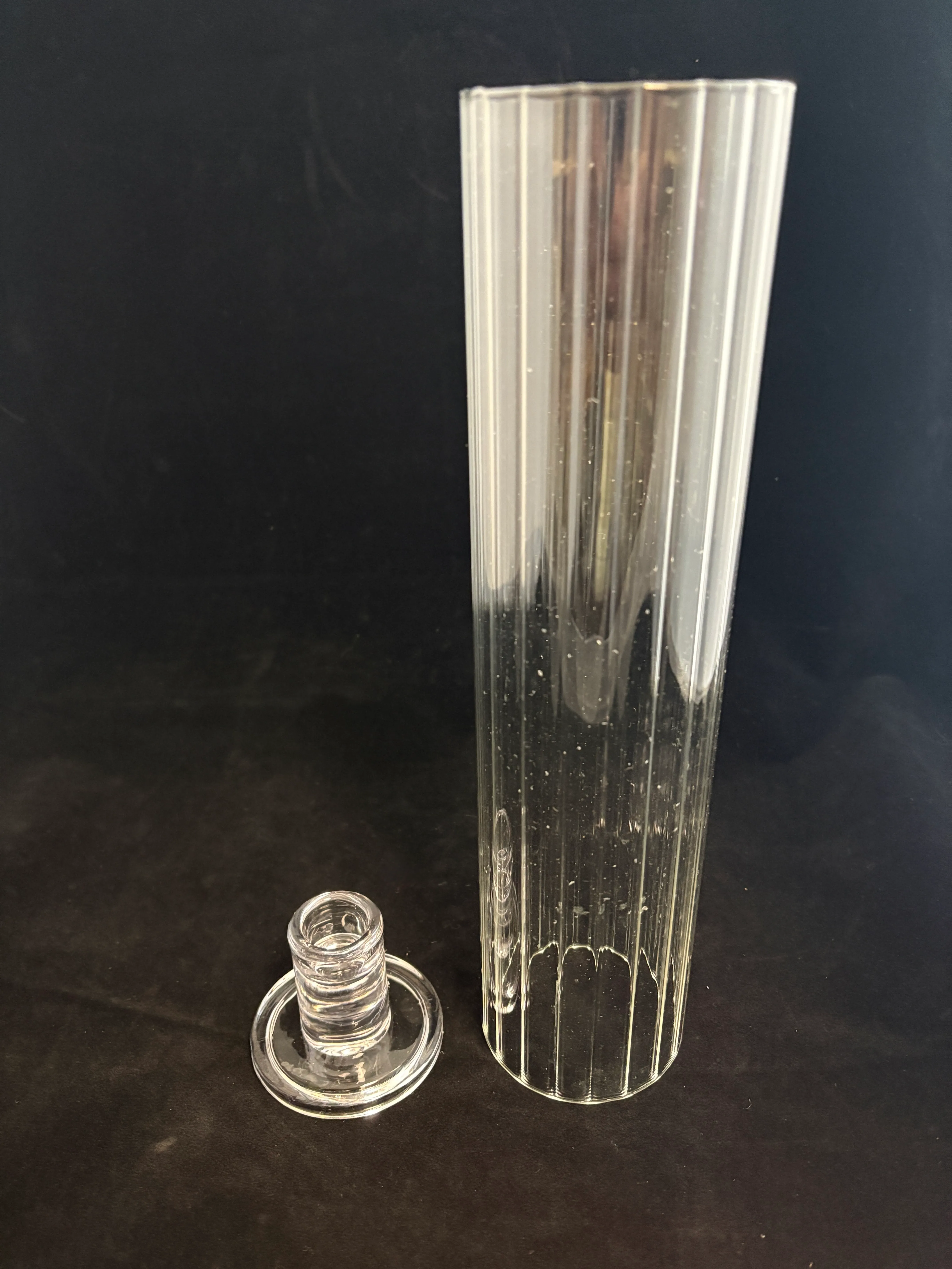 Clear Taper Holders w/Ribbed Hurricane Glass 