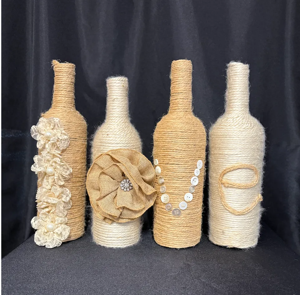 Twine Wrapped LOVE Vases 