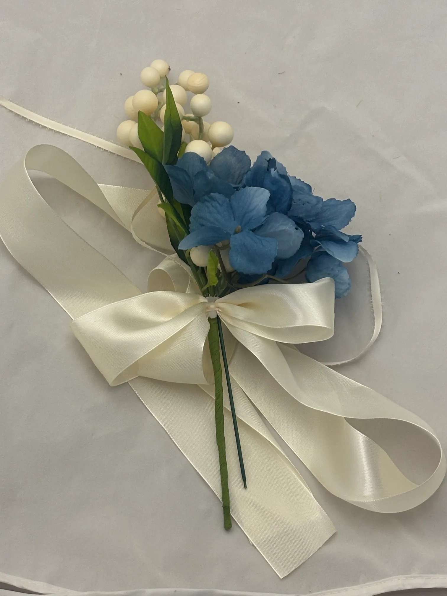 Blue & White Premade Floral Chair Sash