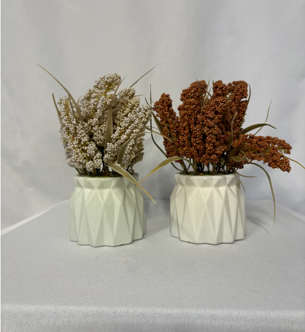 Geometric Vase w/ Fall Floral (Set of 2)