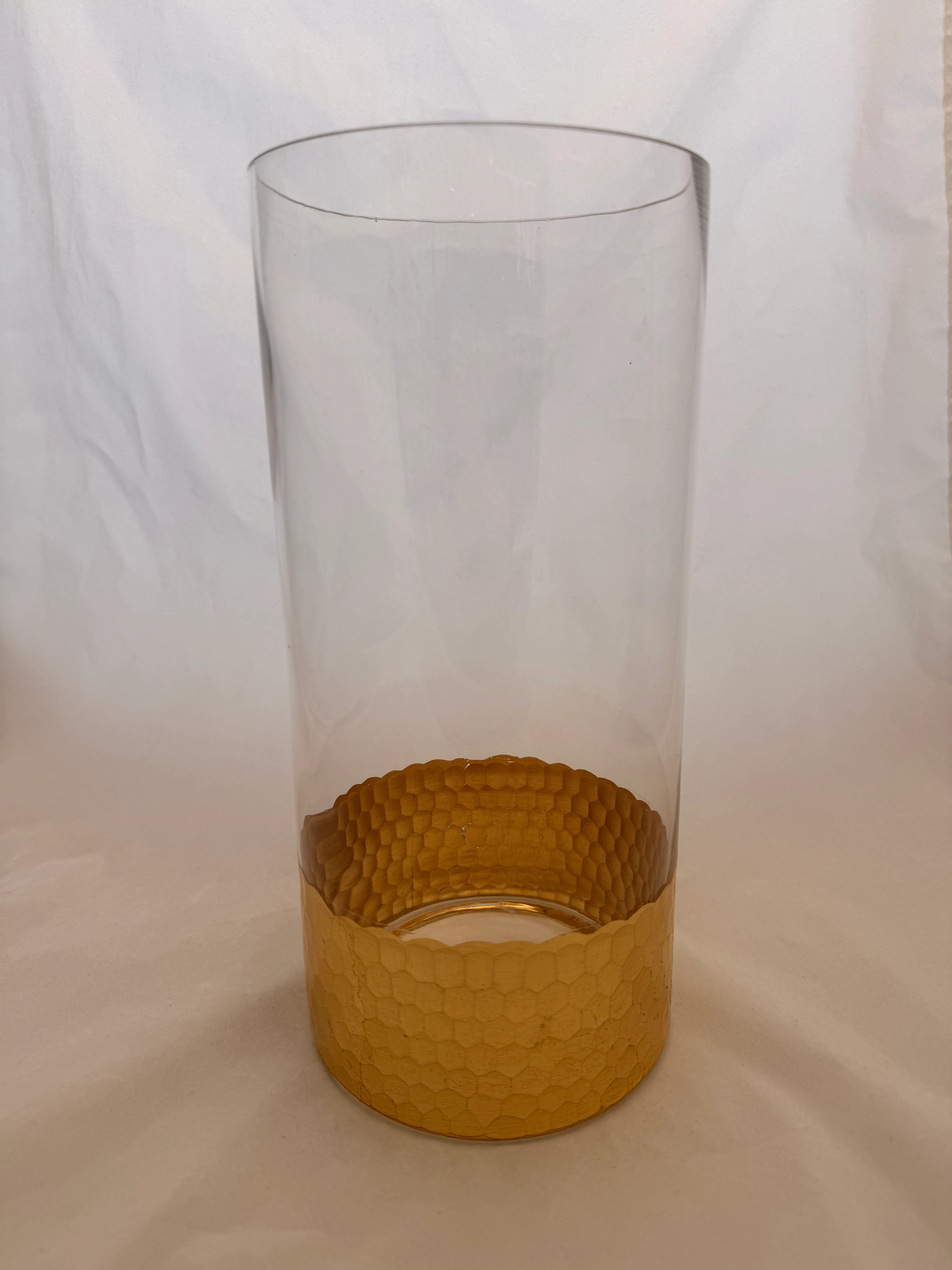 11.5" x 5" Gold and Clear Vase