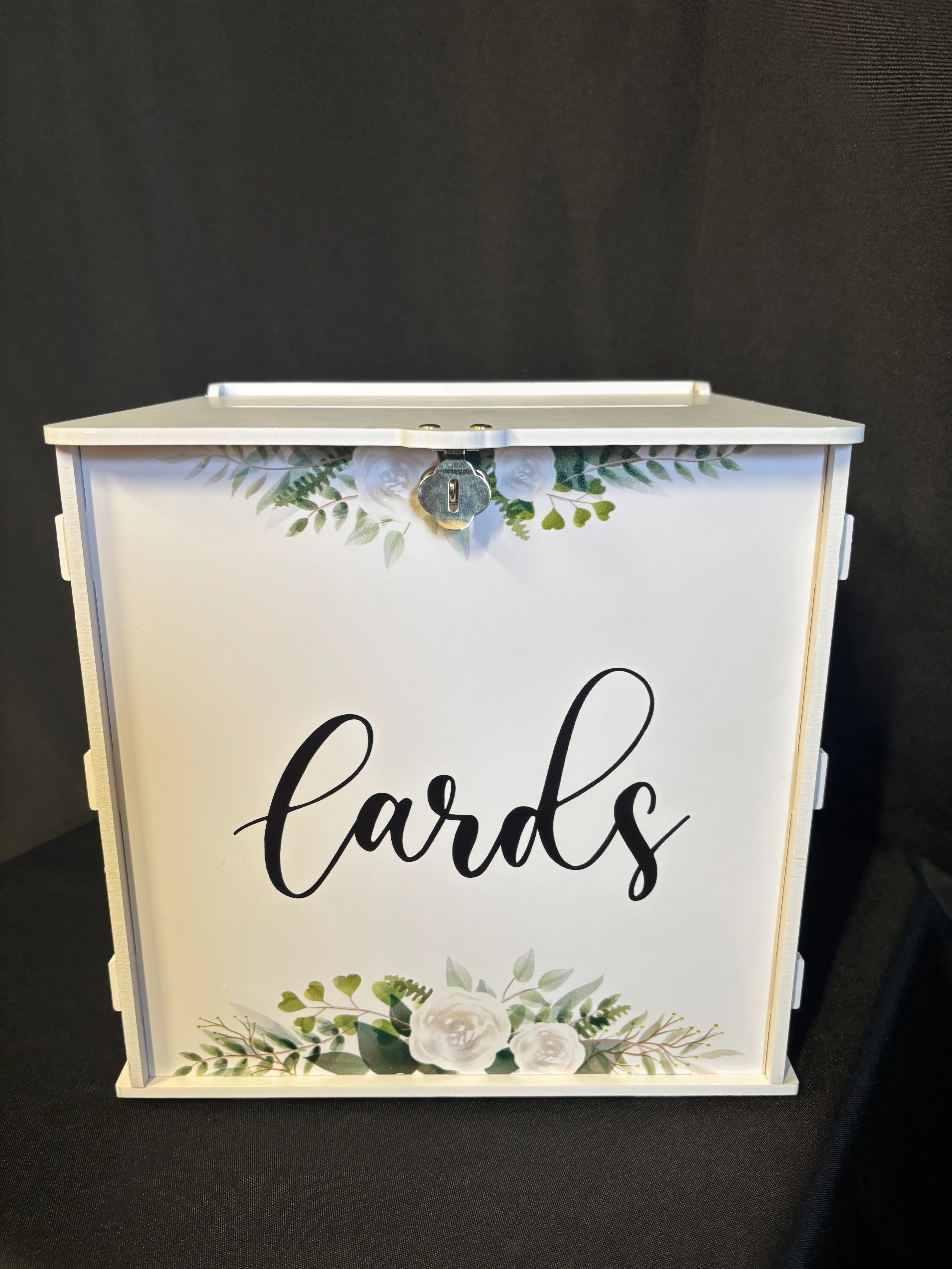 White w/Flowers Card Box 