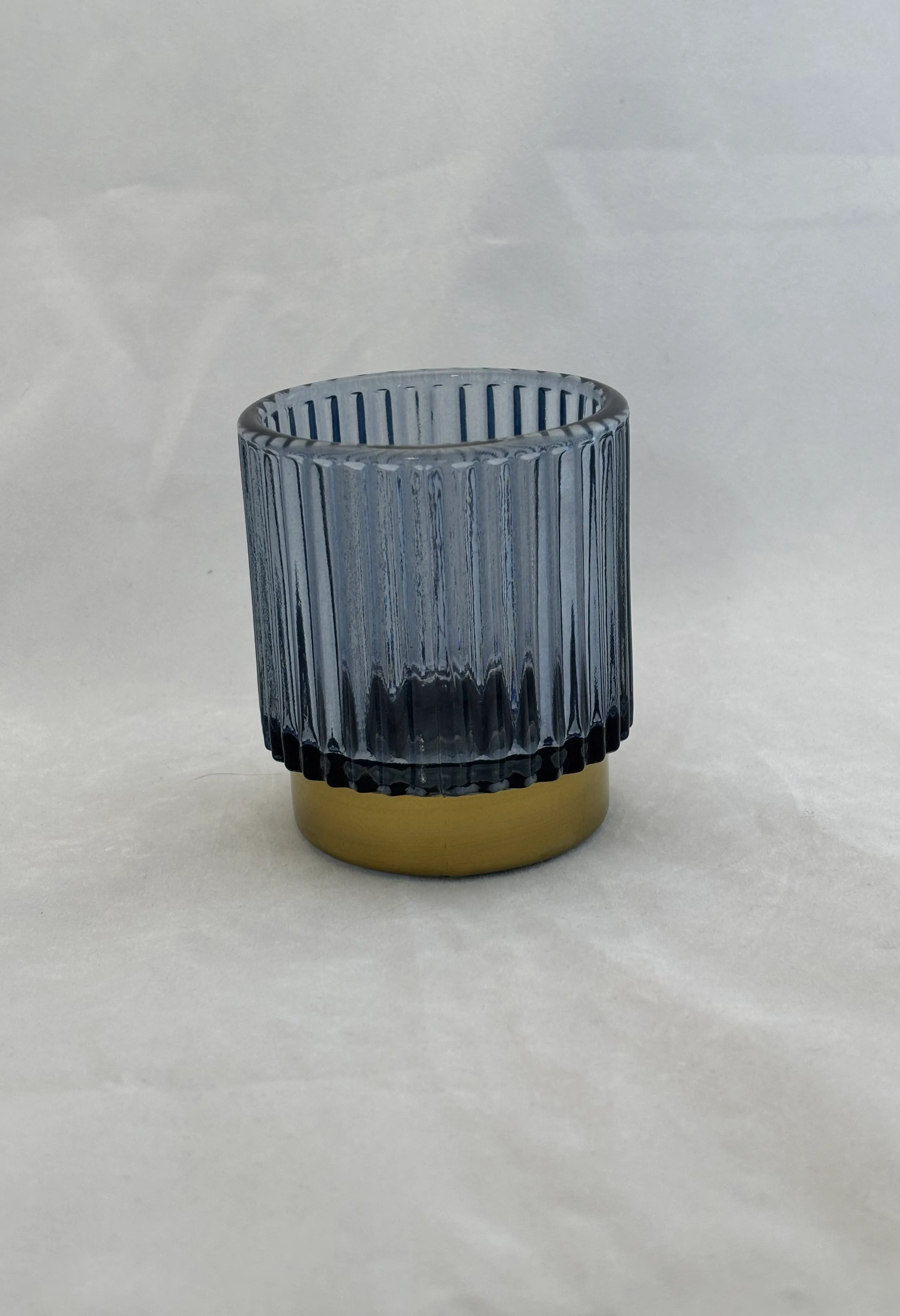 Blue Votive with Gold Base 