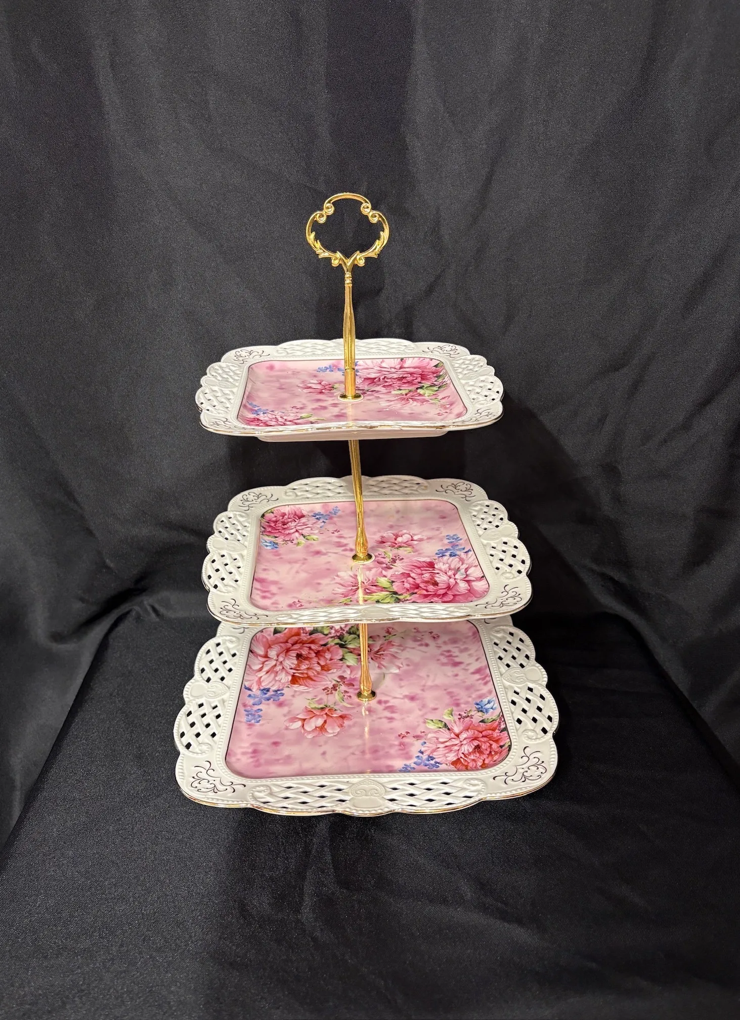 Floral 3 Tier Cupcake Stand