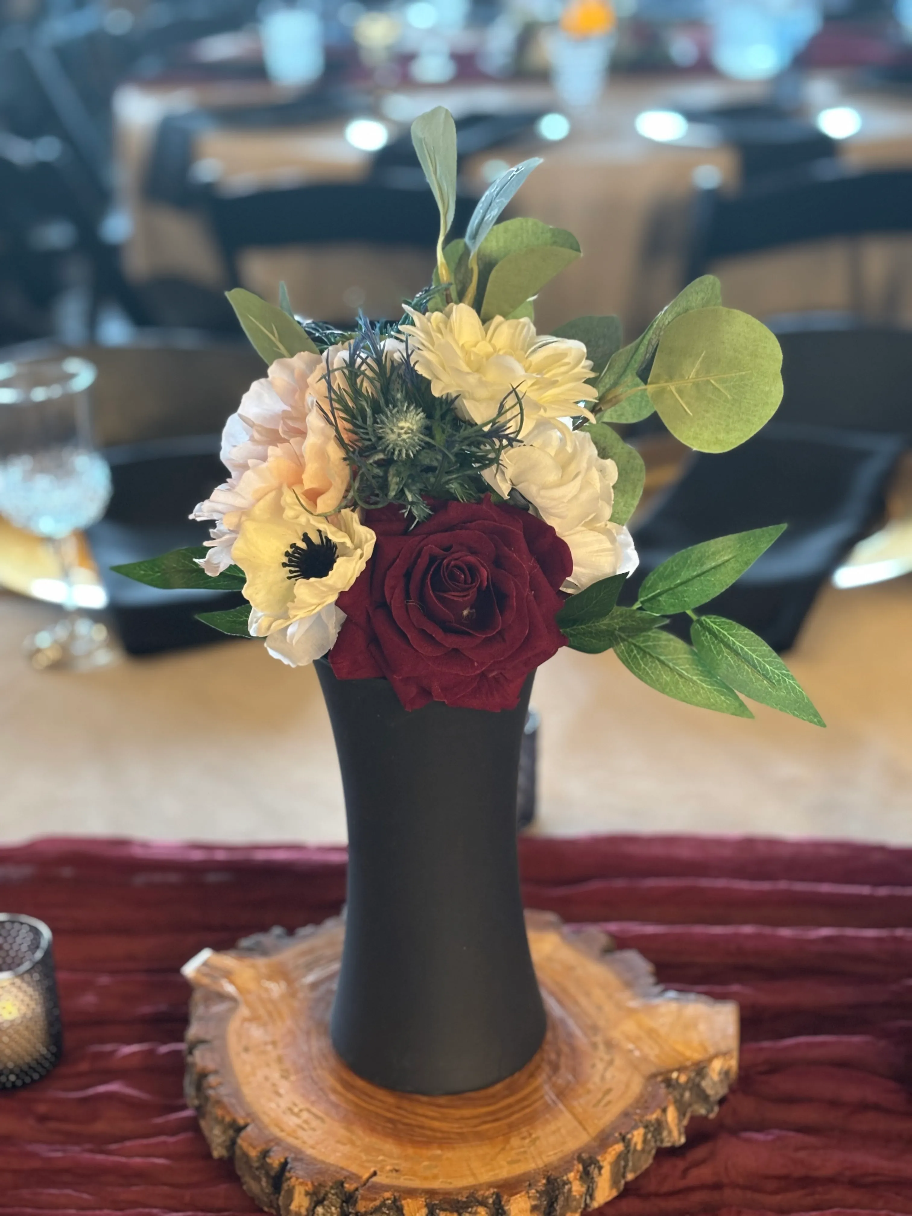 Burgundy & Blush Premade Floral Large Vase 