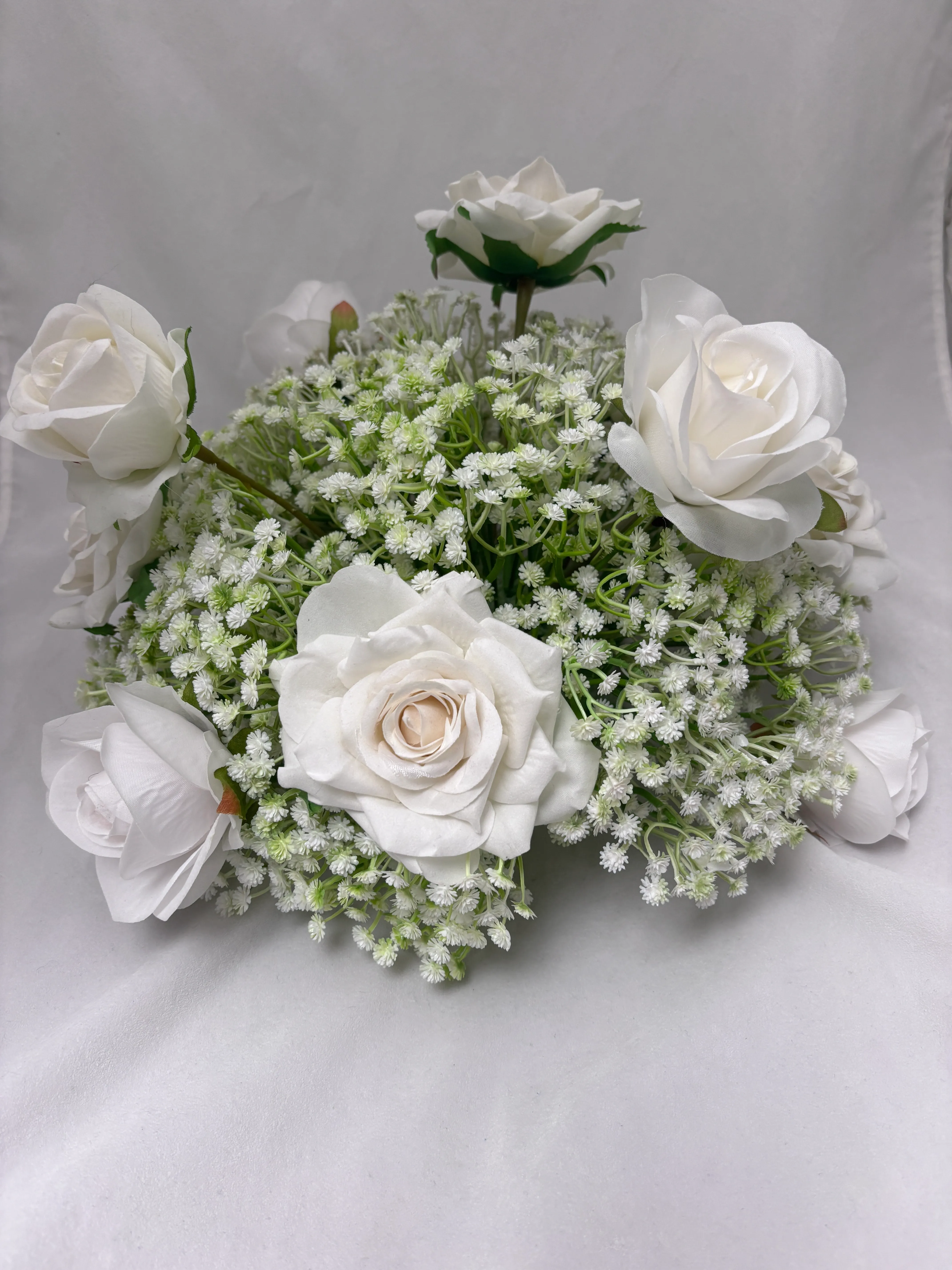 White & Babies Breath Centerpiece or Aisle Arrangement 
