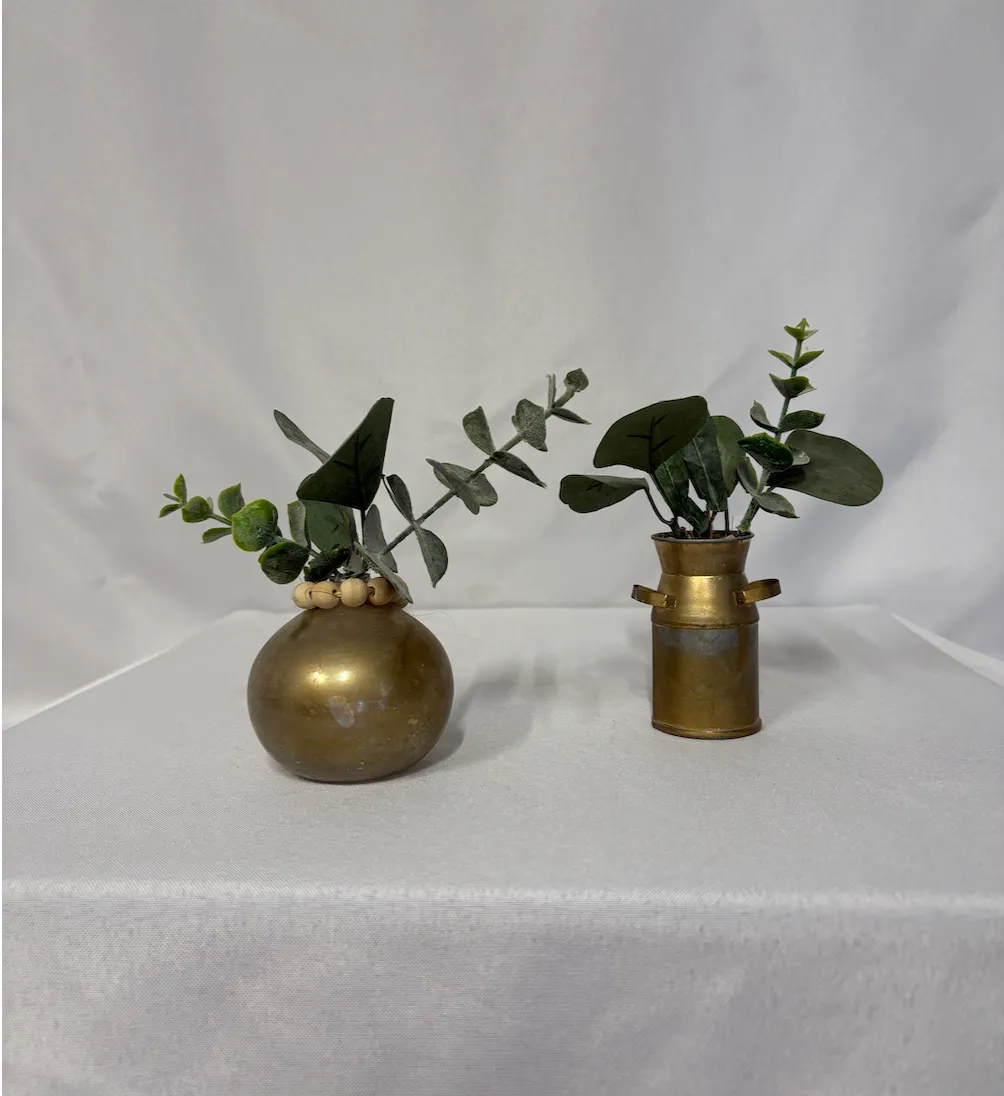 Gold Bud Vase w/ Eucalyptus (Set of 2)