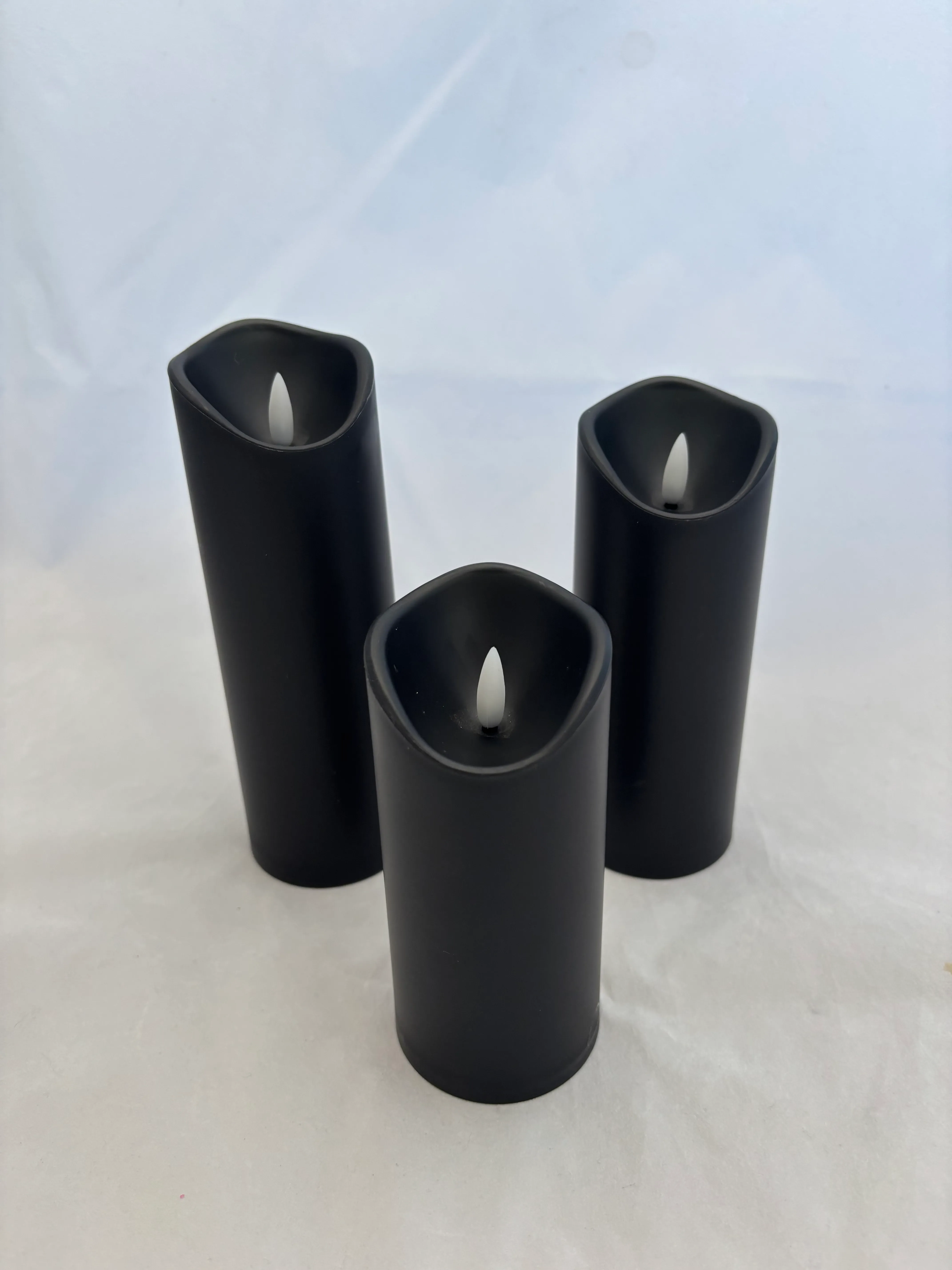 Black LED Pillar Candle Set (9)