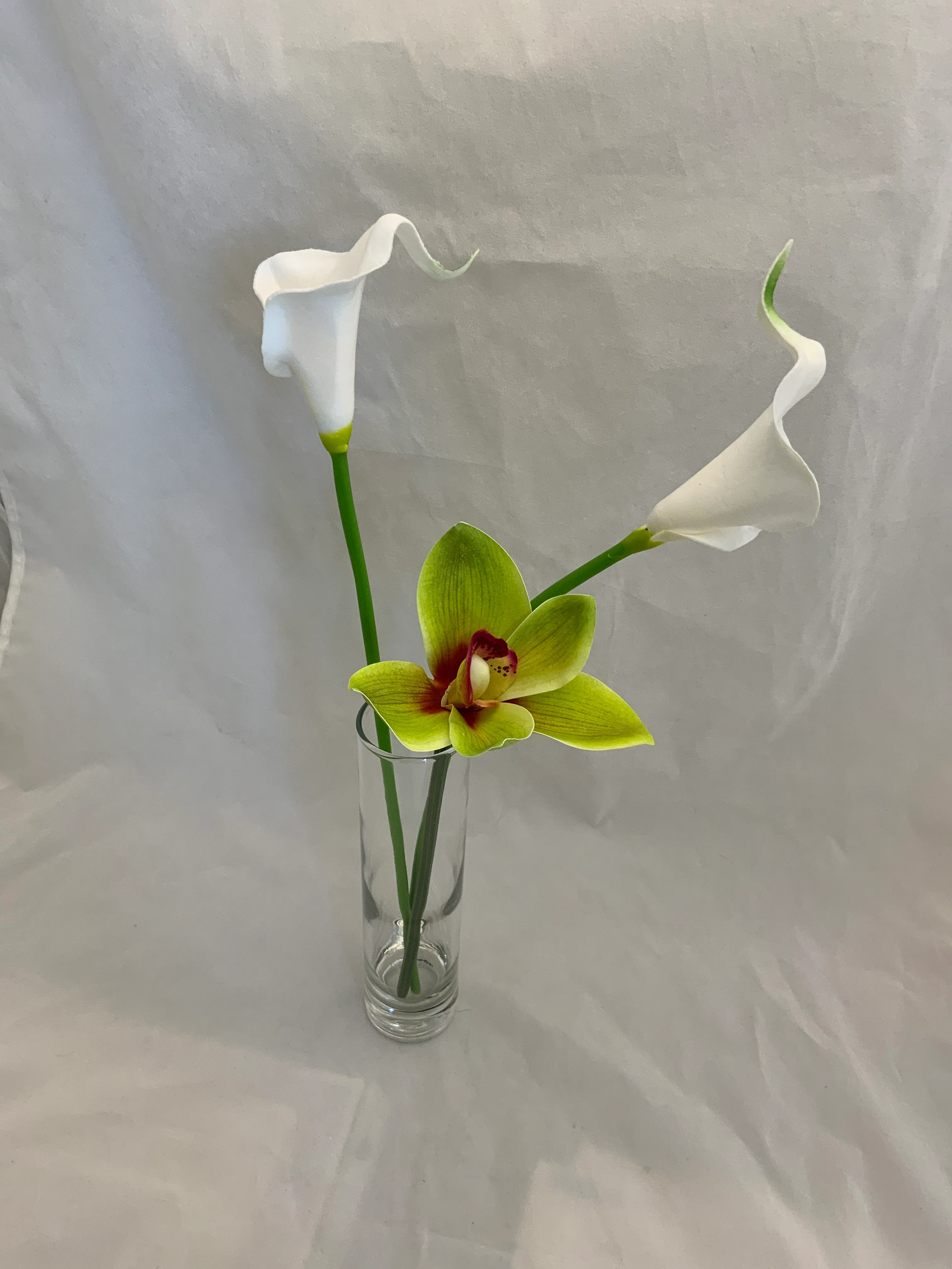 White and Chartreuse Medium Premade Floral Vase 1