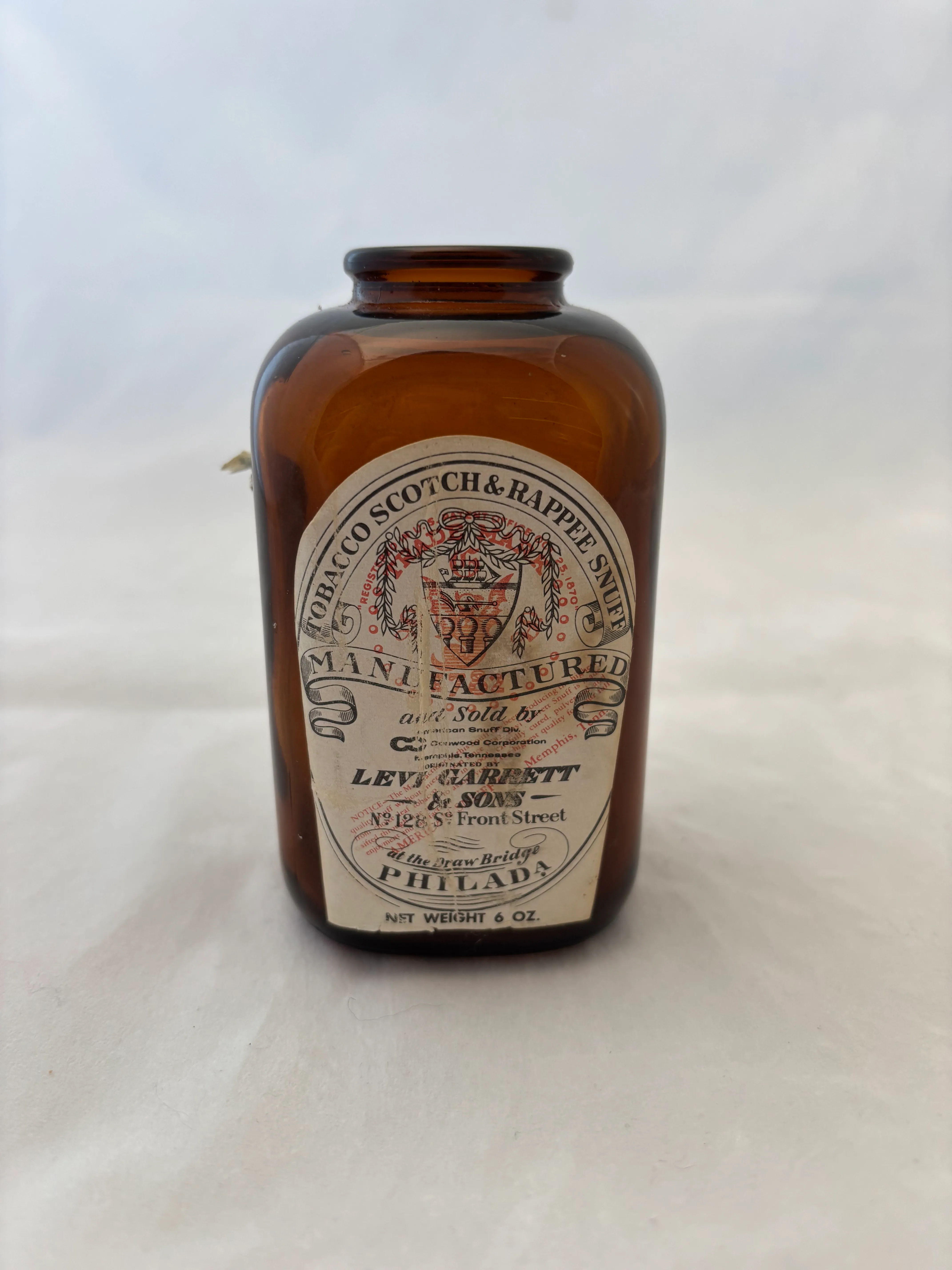 Amber Snuff Bottle w/ Label